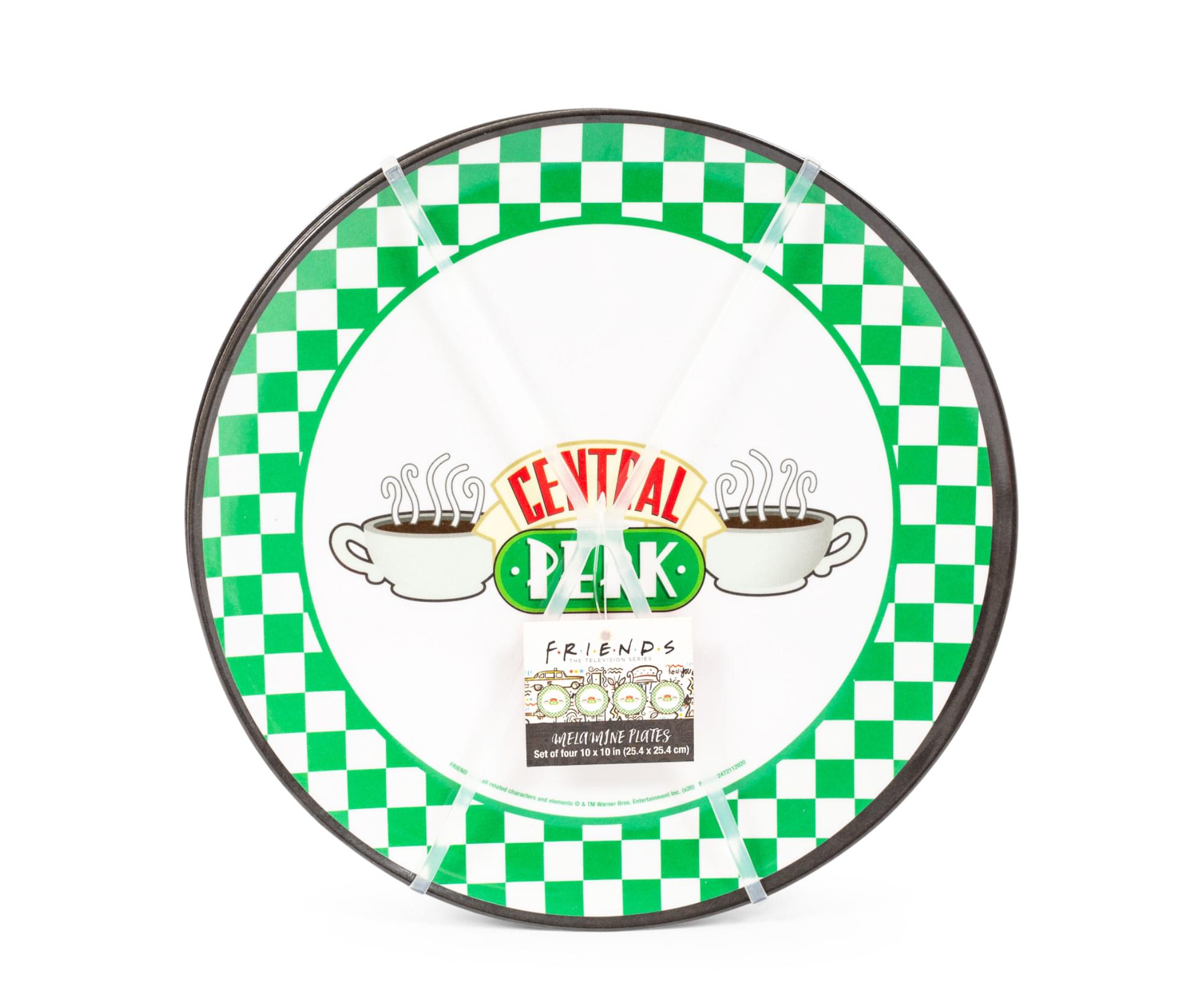 Friends Central Perk 10-Inch Melamine Dinner Plates (Set of 4) - Checkerboard Logo