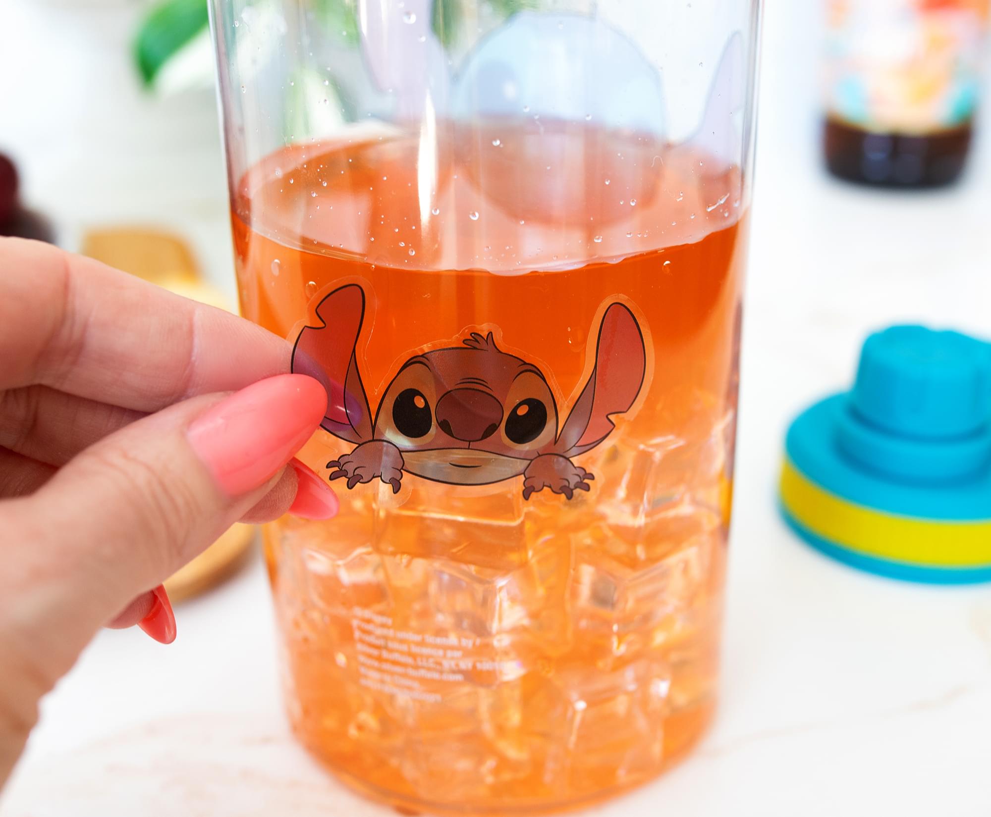 Disney Lilo & Stitch 32-Ounce Twist Spout Water Bottle with Sticker Set - Tropical Fun!
