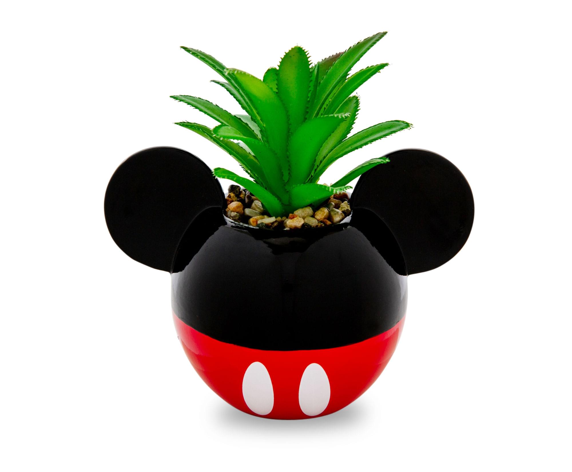 Enchanting Disney Mickey Mouse 3-Inch Ceramic Mini Planter with Artificial Succulent