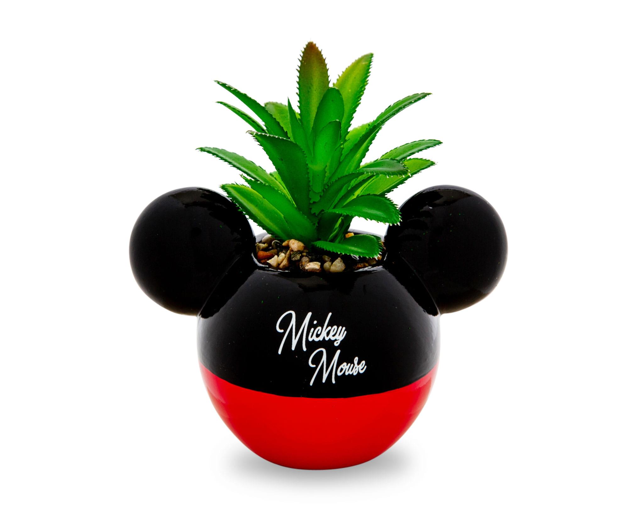 Enchanting Disney Mickey Mouse 3-Inch Ceramic Mini Planter with Artificial Succulent