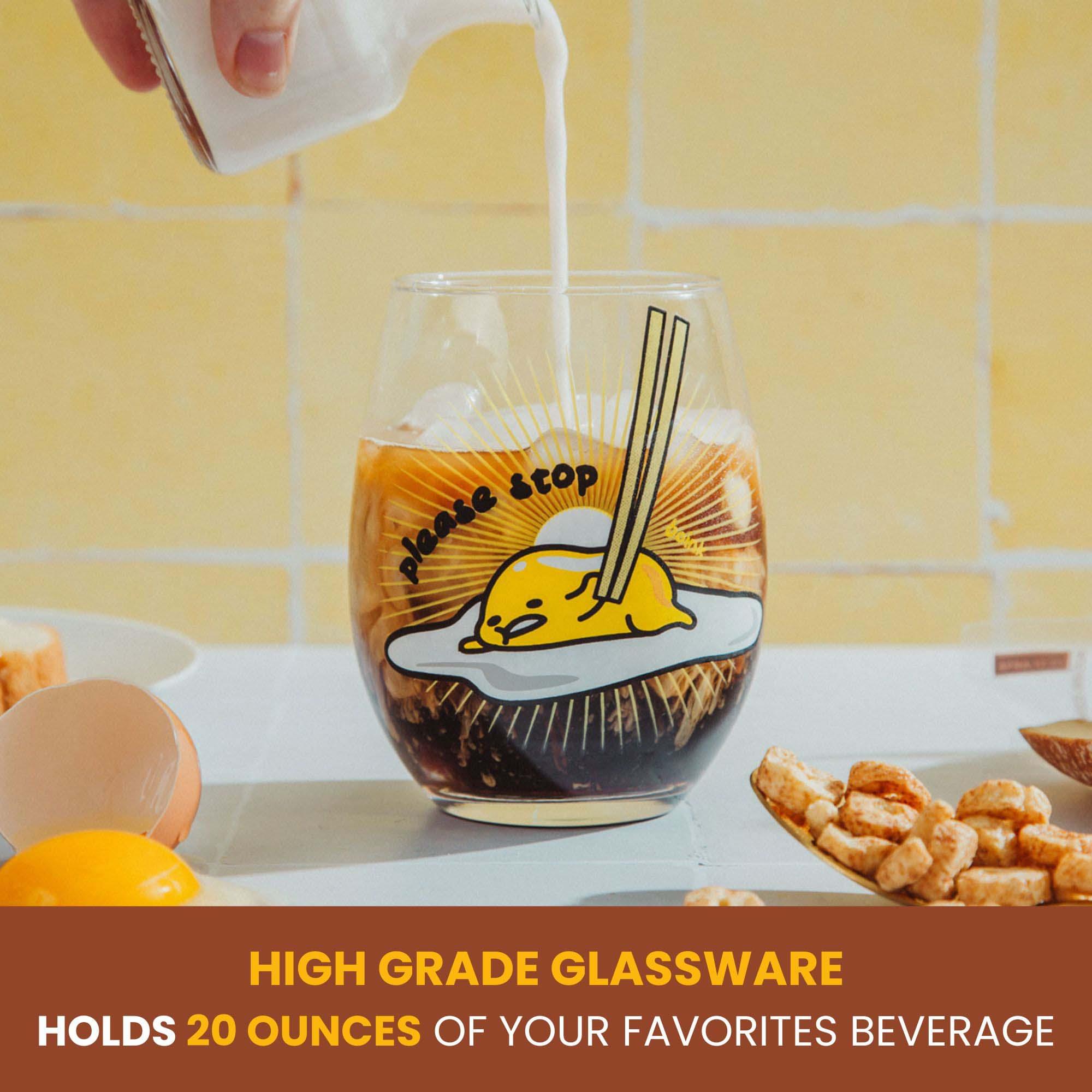 Sanrio Gudetama Lazy Time Stemless Wine Glass - 20 Ounce Capacity