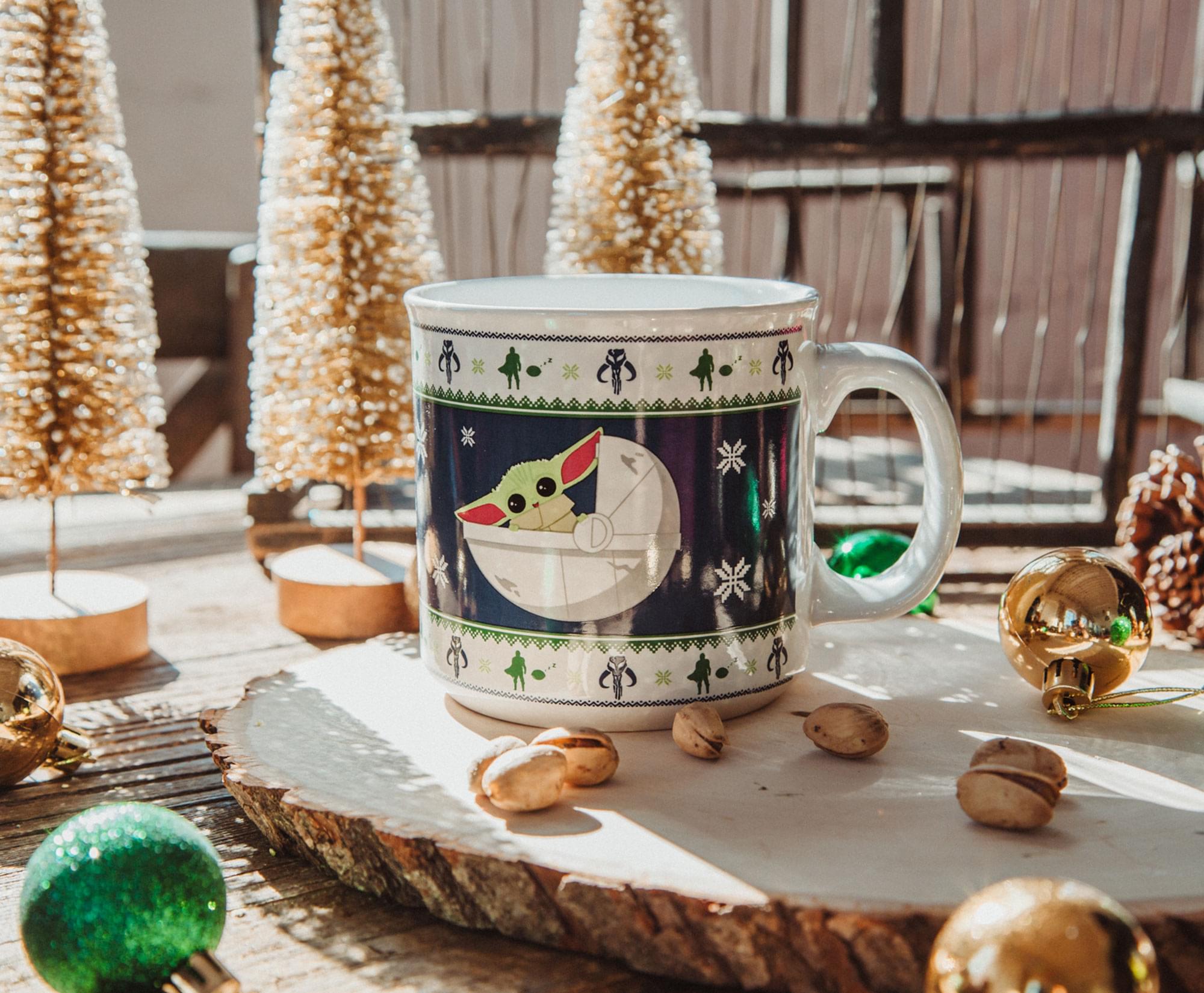 Star Wars: The Mandalorian Grogu Holiday Ceramic Camper Mug - 20 Ounces