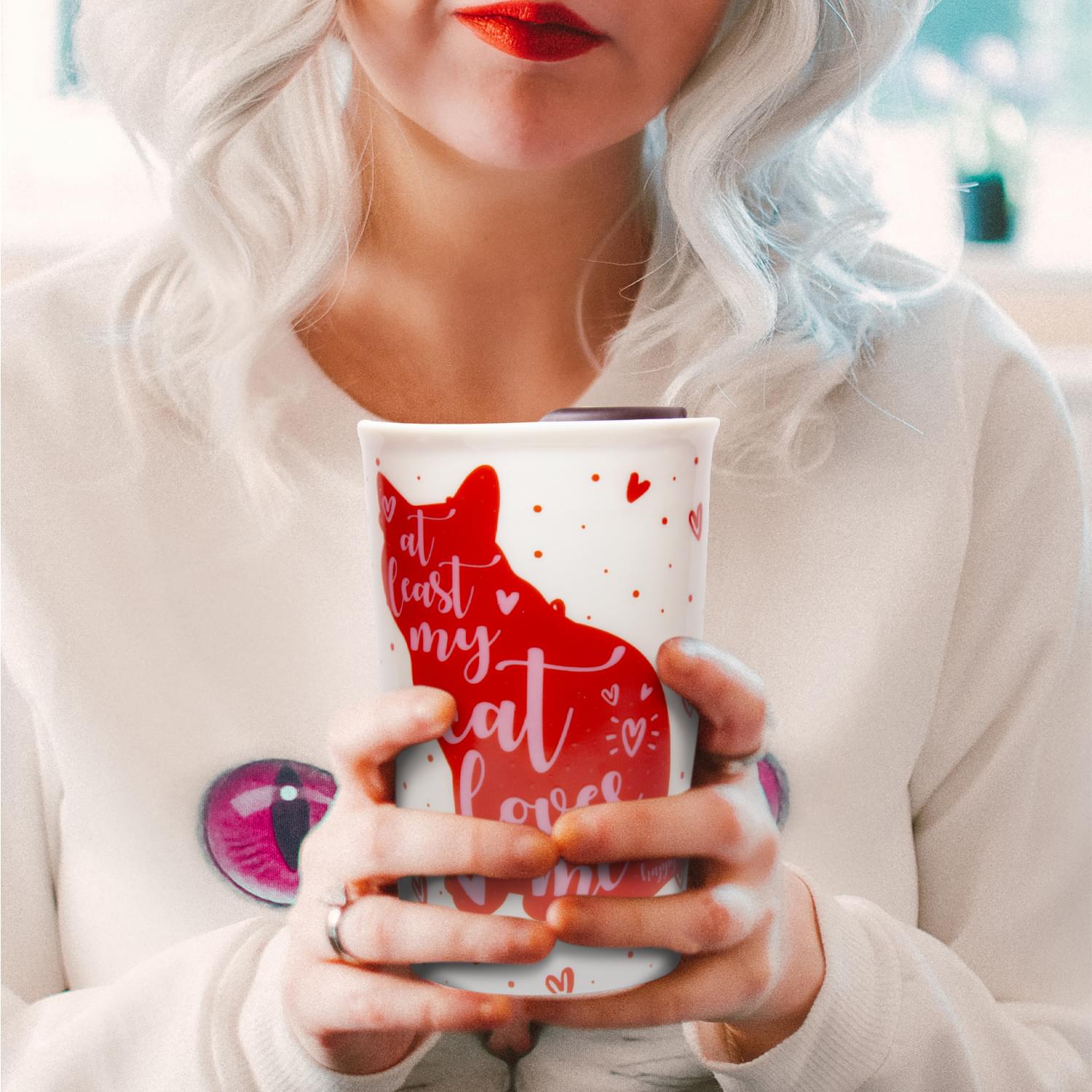 Adorable Cat Lover's Ceramic Coffee Mug - 9 Oz, Ideal Gift