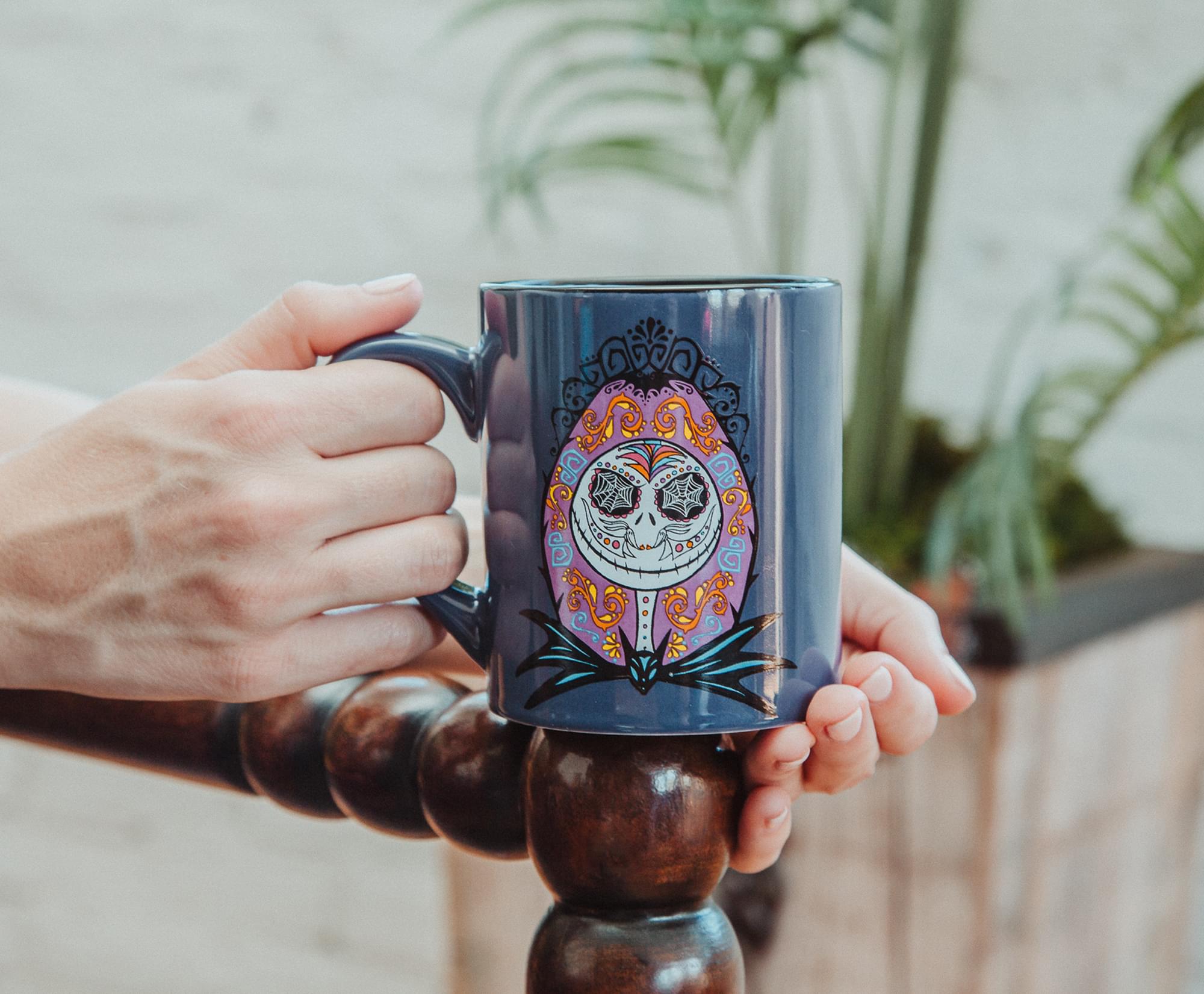 Disney's Nightmare Before Christmas Sugar Skulls Jack and Sally Ceramic Mug Set - A Hauntingly Beautiful Pair