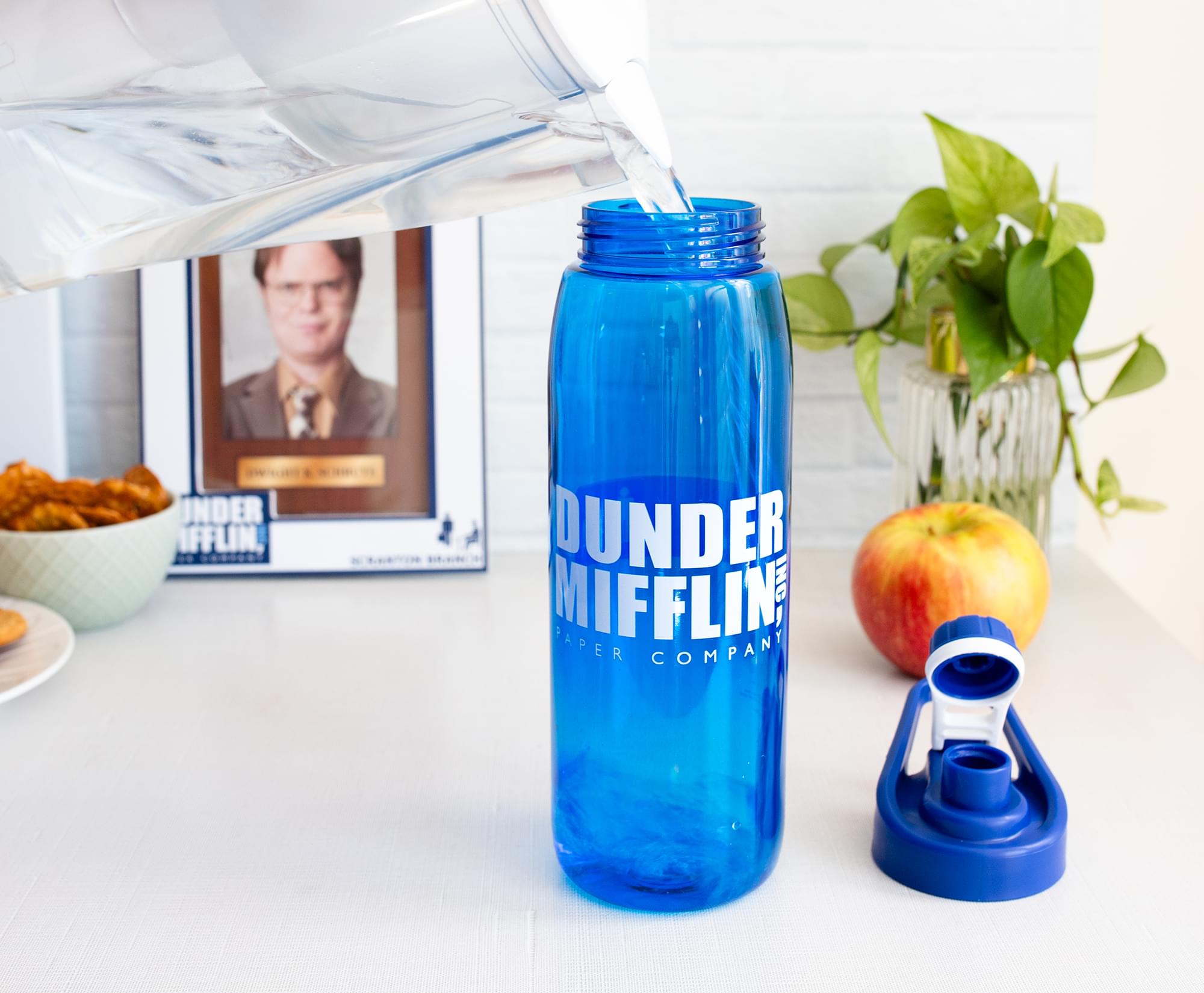 The Office Dunder Mifflin 28-Ounce Handle Lid Water Bottle - Keep Hydrated in Style