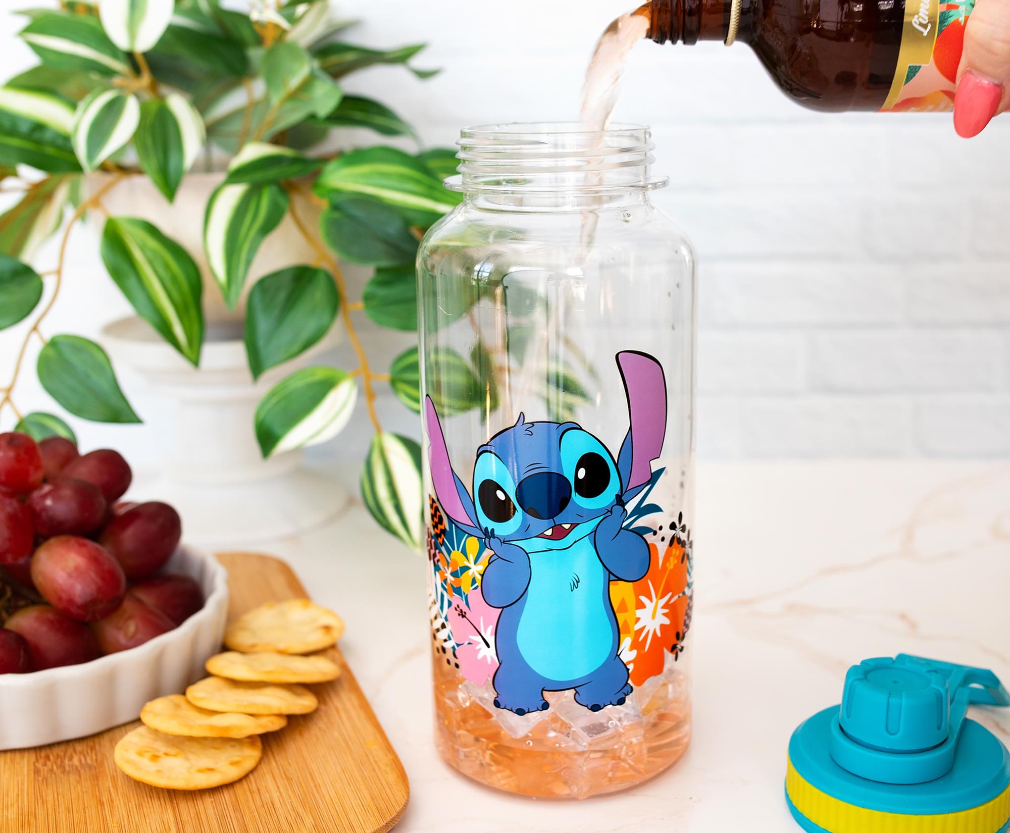 Disney Lilo & Stitch 32-Ounce Twist Spout Water Bottle with Sticker Set - Tropical Fun!