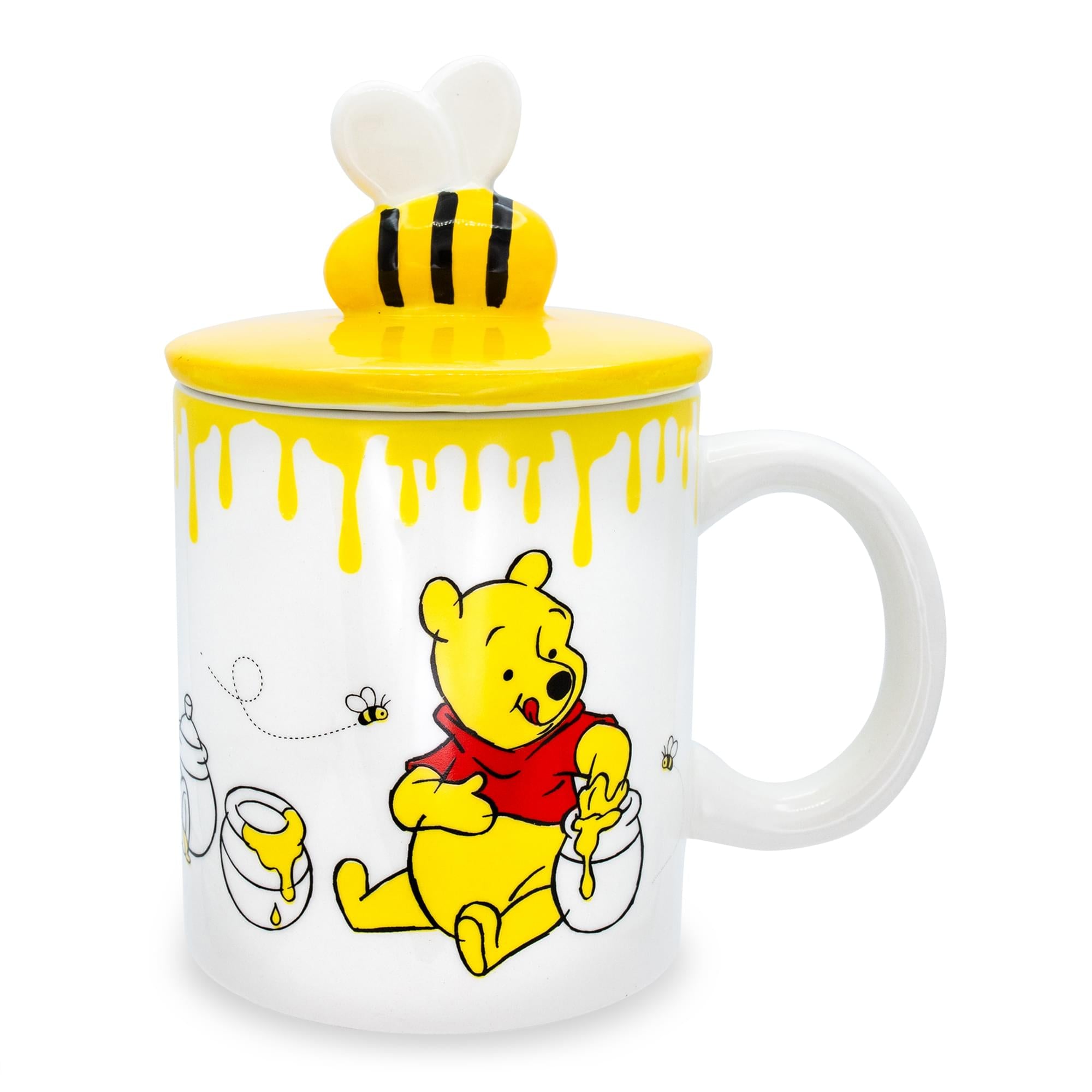 Disney's Enchanting Winnie The Pooh Hunny Pot Ceramic Mug with Lid - 18 Ounce Delight