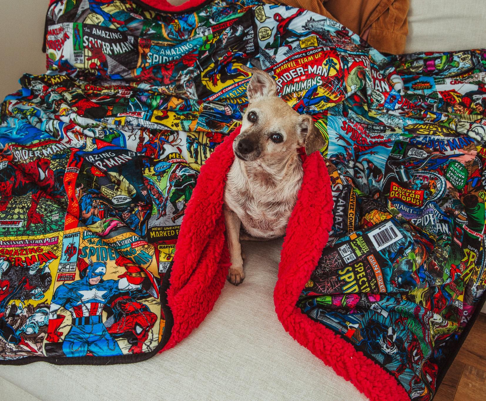 Marvel Spider-Man 60th Anniversary Ultra-Cozy Red Sherpa Throw Blanket