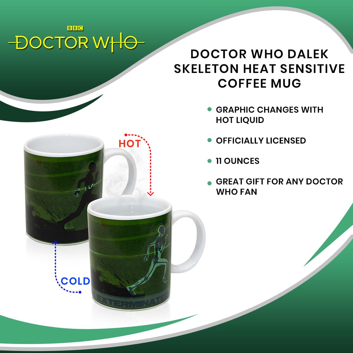 Doctor Who Dalek Skeleton Heat - Sensitive Mug: Travel Through Time in Style