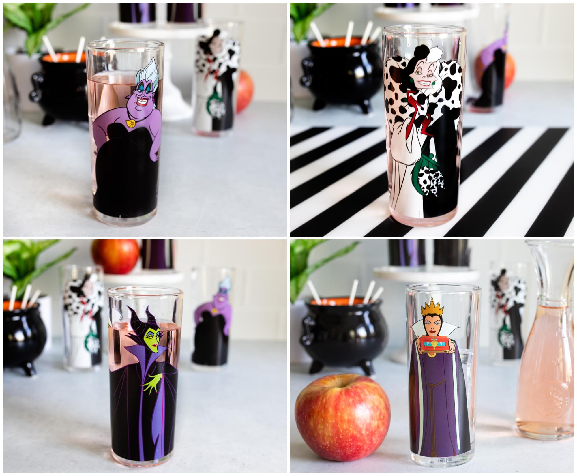 Disney Villains 10 - Ounce Tumbler Glasses Set of 4 - Wicked Delight!