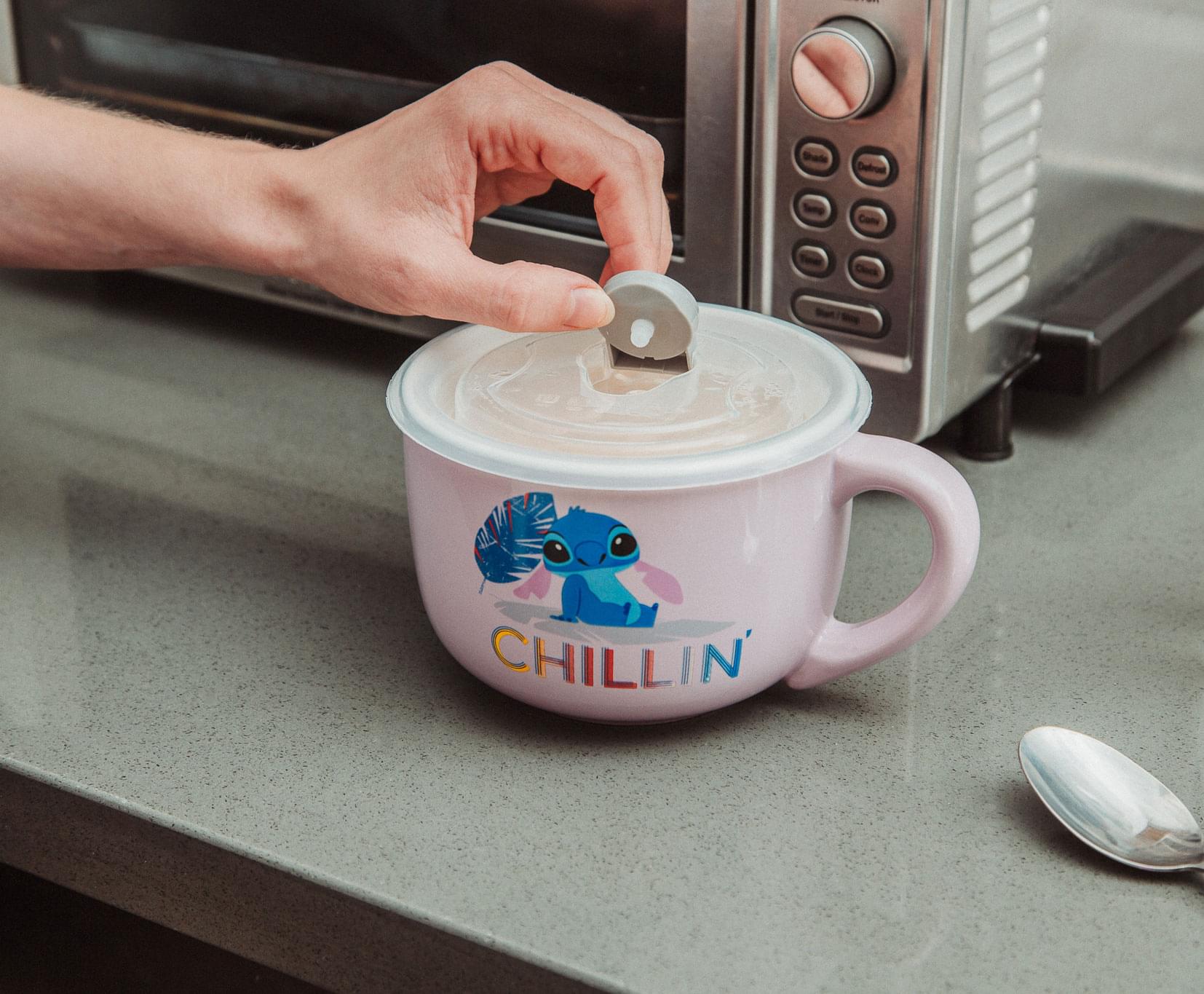 Disney Lilo & Stitch Ceramic Soup Mug with Vented Lid - 24 Ounce