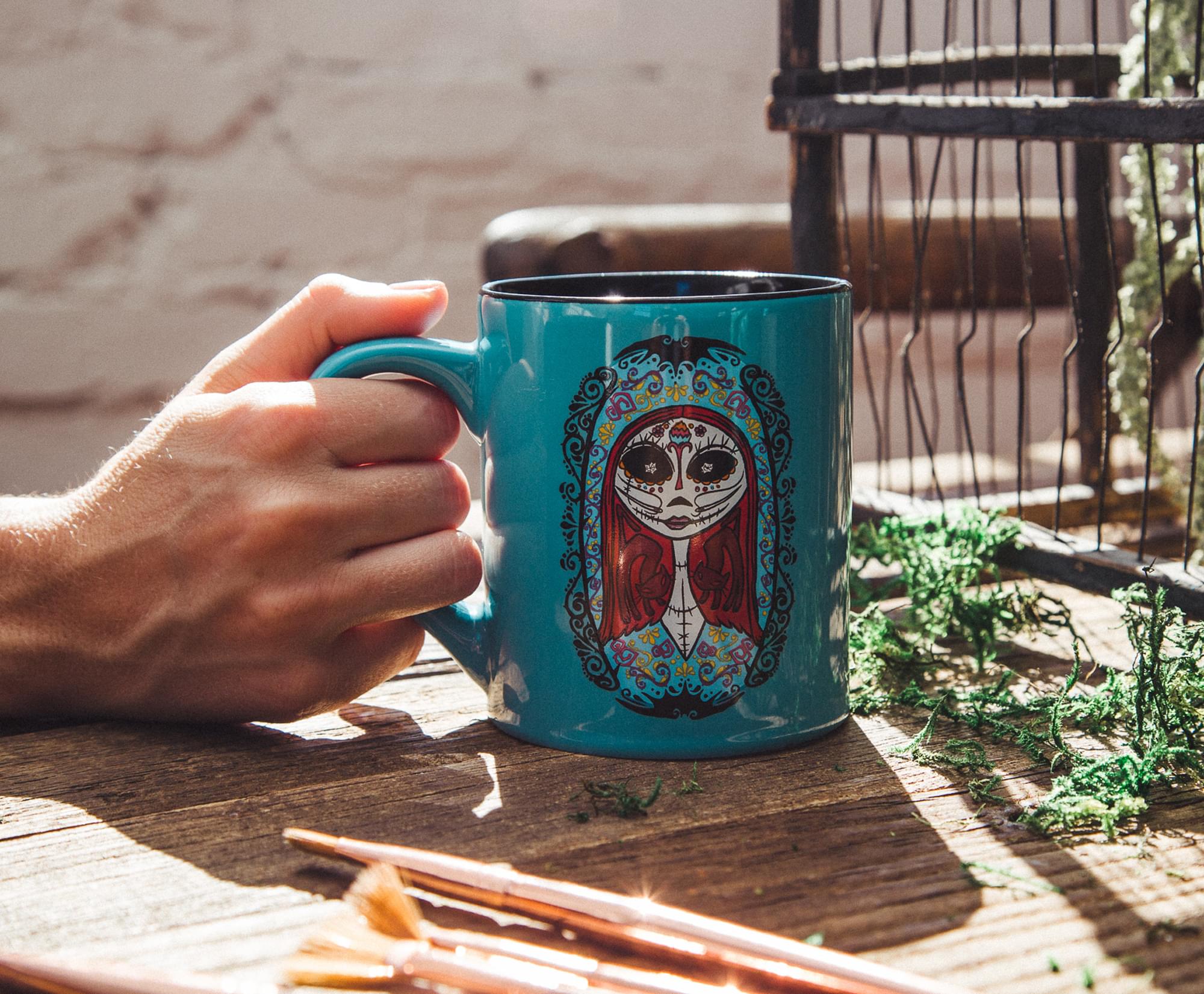 Disney's Nightmare Before Christmas Sugar Skulls Jack and Sally Ceramic Mug Set - A Hauntingly Beautiful Pair