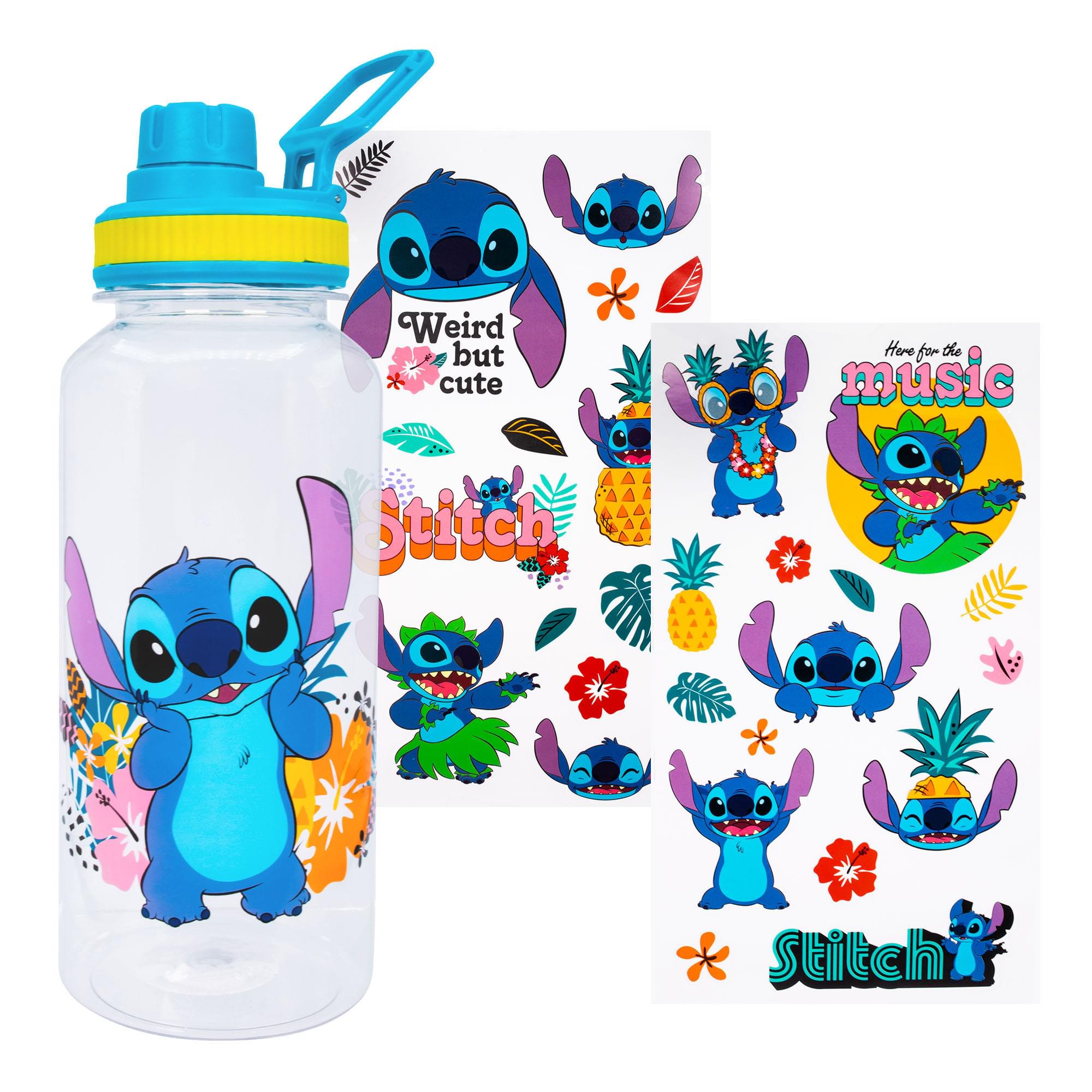 Disney Lilo & Stitch 32-Ounce Twist Spout Water Bottle with Sticker Set - Tropical Fun!