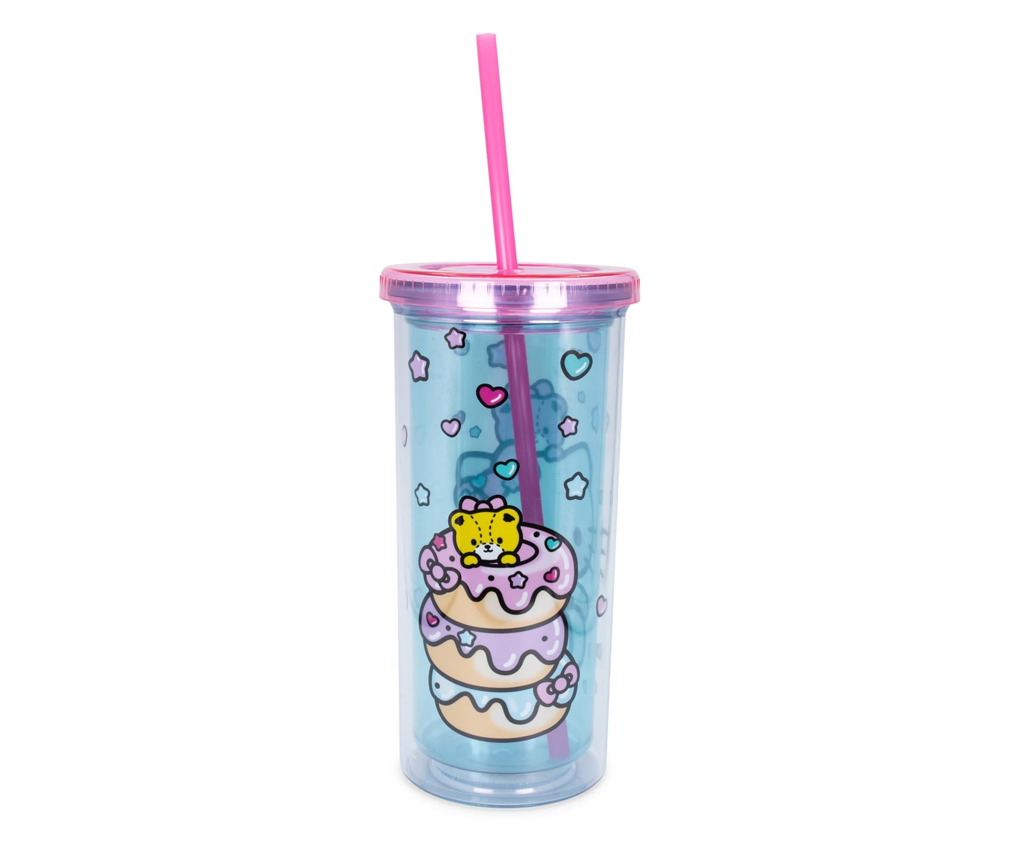 Adorable Hello Kitty Stacked Donuts Carnival Cup with Lid & Straw - 20 Oz