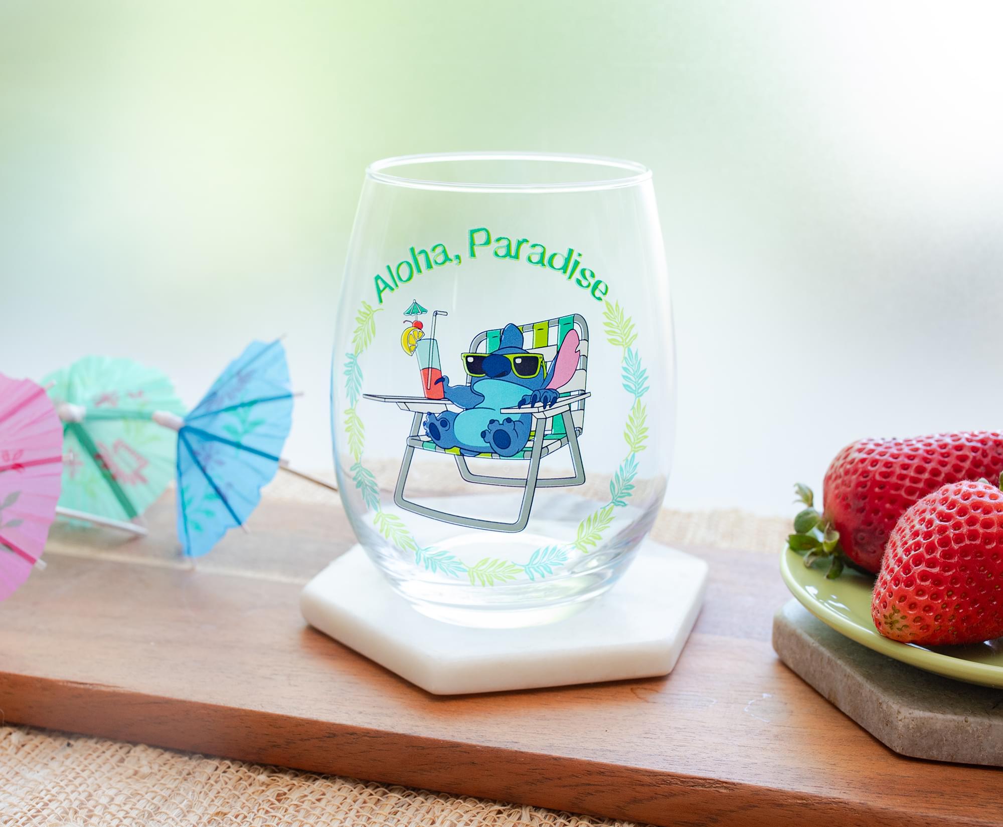 Disney Lilo & Stitch Paradise Stemless Wine Glass - 20 Ounce Delight
