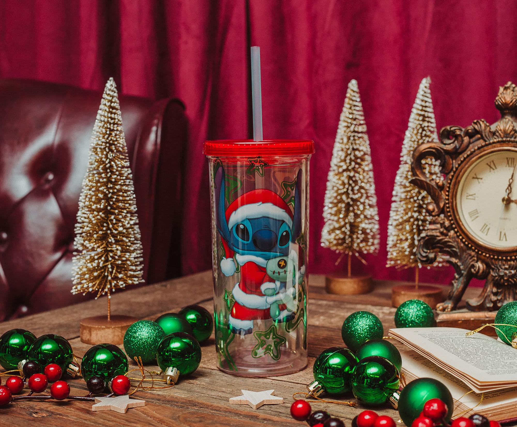 Disney Lilo & Stitch Santa Outfit Carnival Cup with Lid and Straw - 20 Ounce Festive Fun
