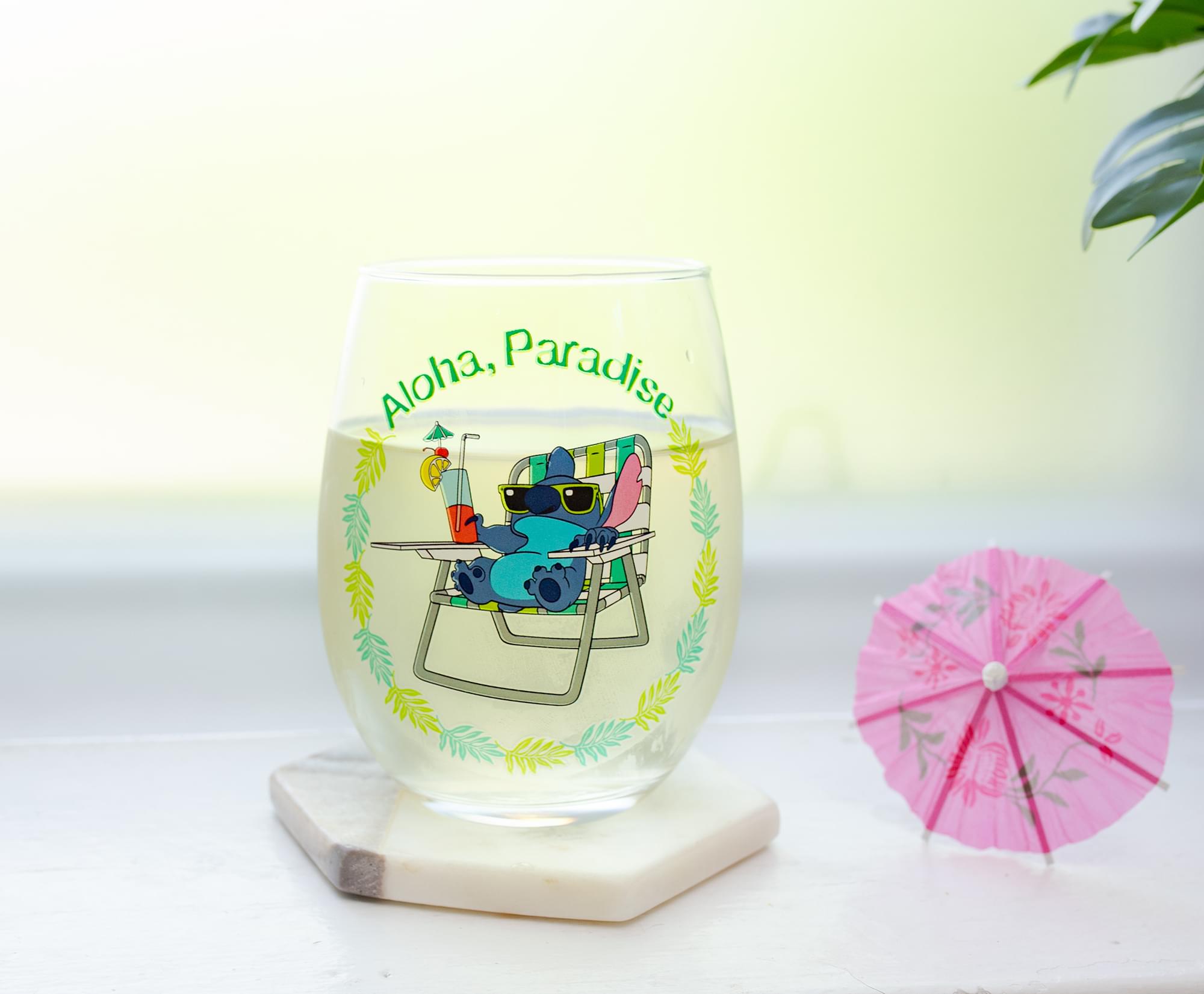 Disney Lilo & Stitch Paradise Stemless Wine Glass - 20 Ounce Delight