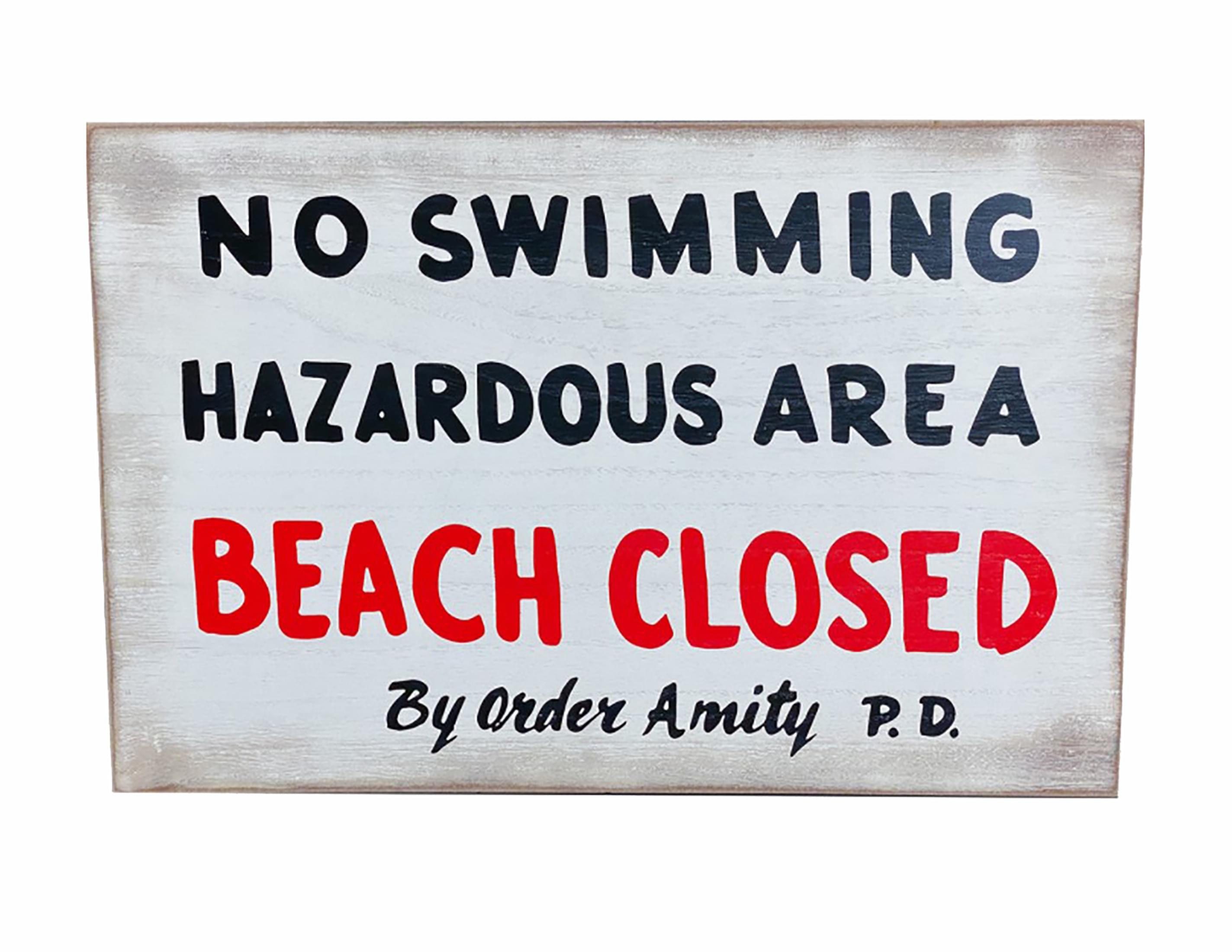 Terrifying JAWS No Swimming Replica Wood Sign