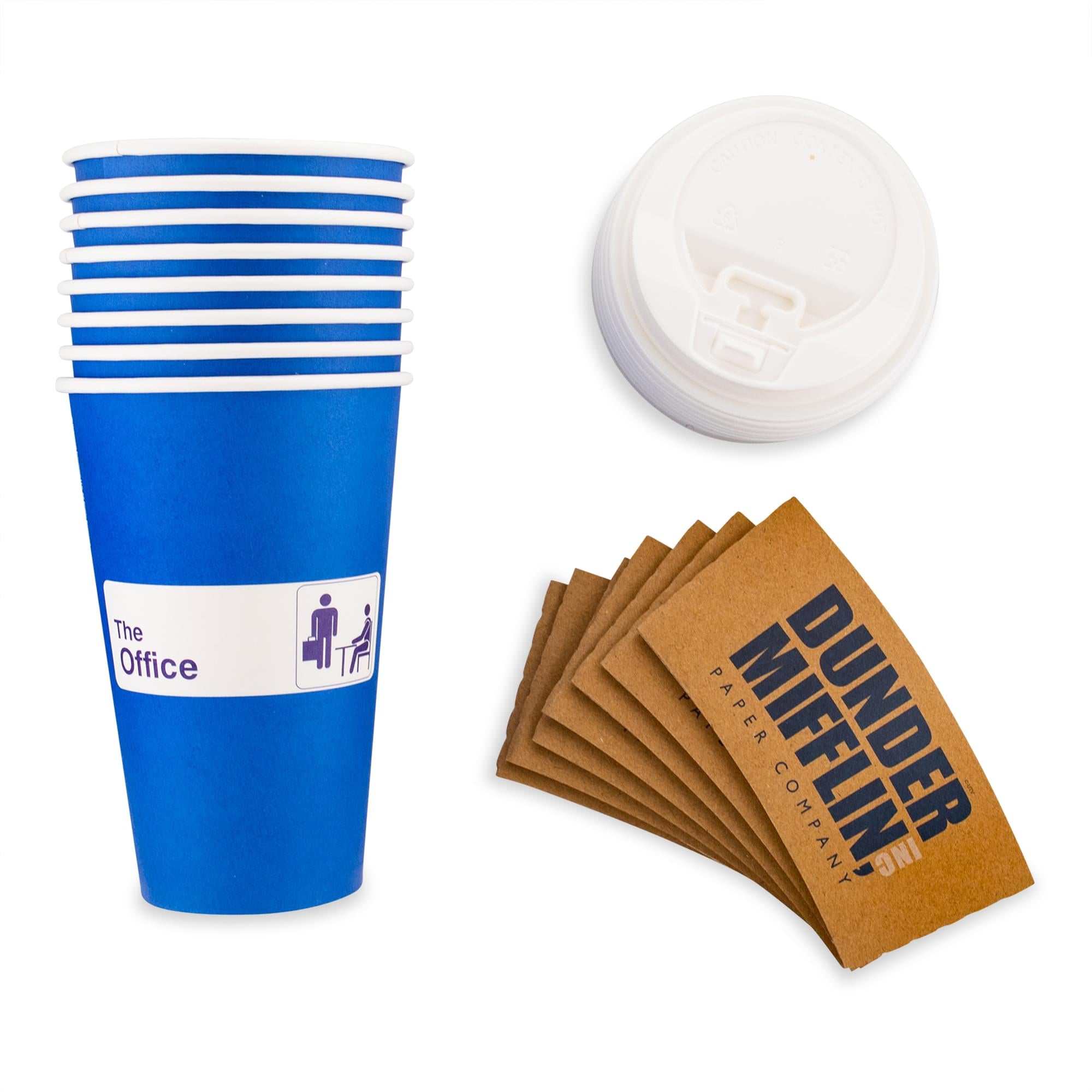 Dunder Mifflin 8-Pack Disposable Paper Travel Cups with Lids for The Office Fans