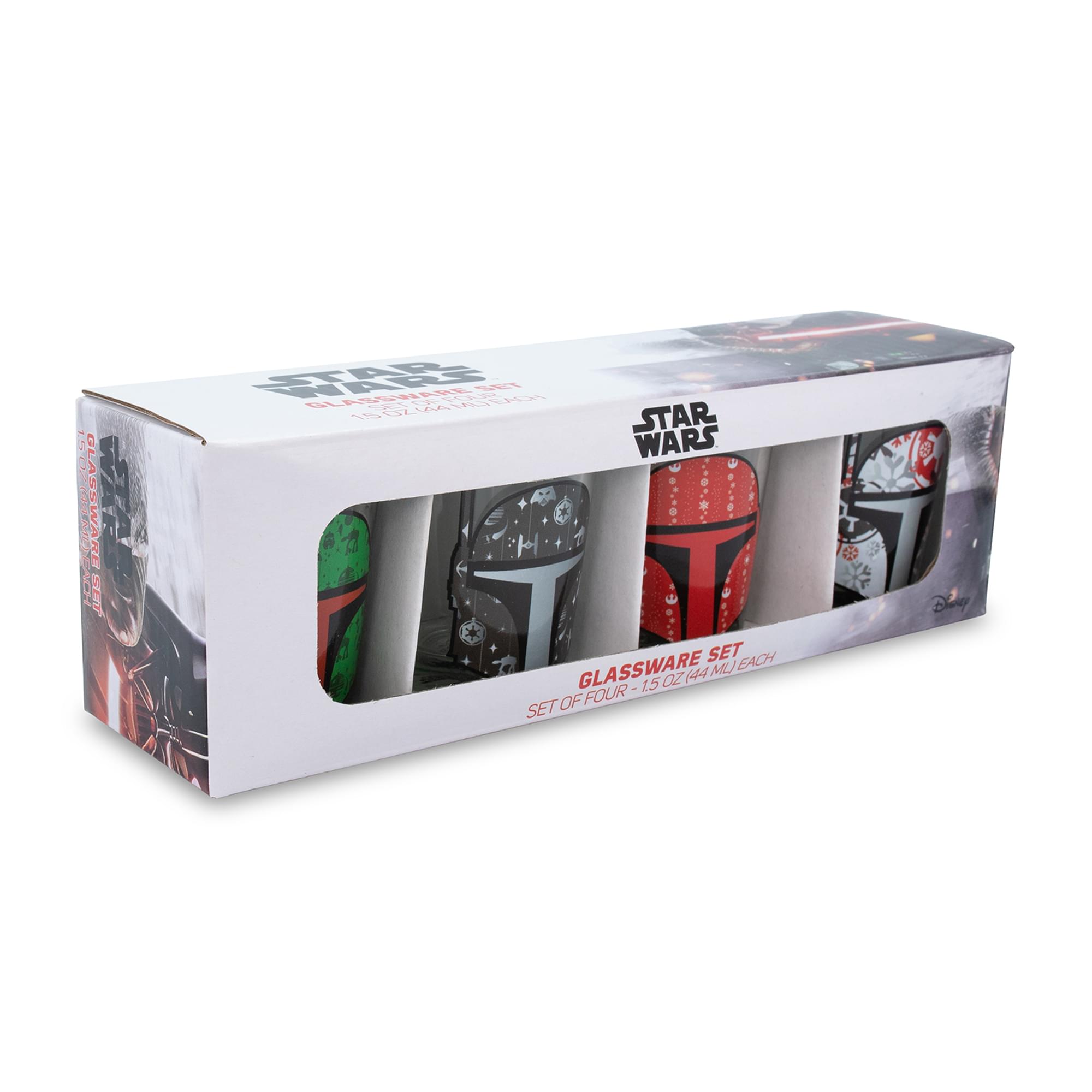 Celebrate Life Day with Star Wars Holiday Boba Fett 2.5-Ounce Mini Shot Glasses Set of 4