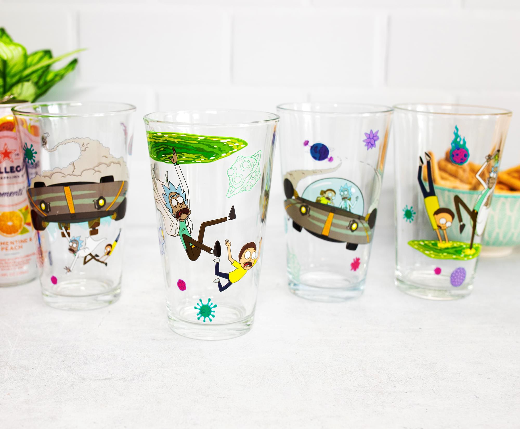 Rick and Morty 4-Piece 16-Ounce Pint Glass Set