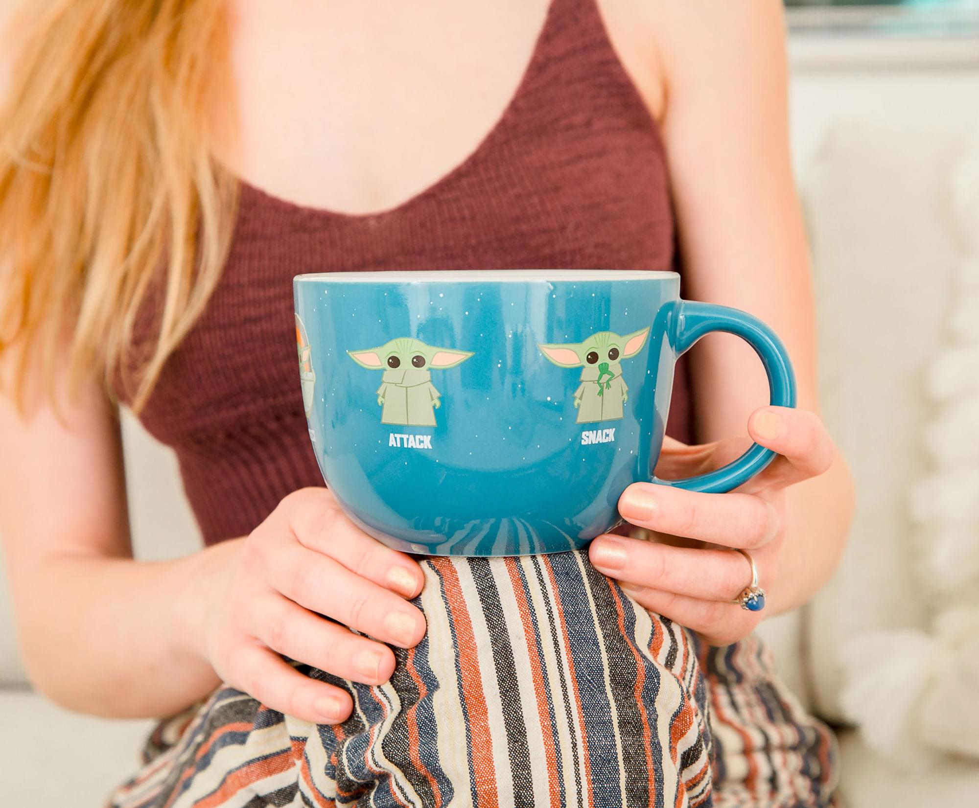 Star Wars: The Mandalorian Ceramic Soup Mug with 'Protect Attack Snack' Design | 24 Ounces