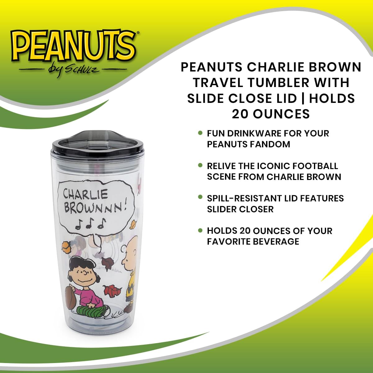 Celebrate Charlie Brown's Iconic Football Fails with This 20-Ounce Travel Tumbler