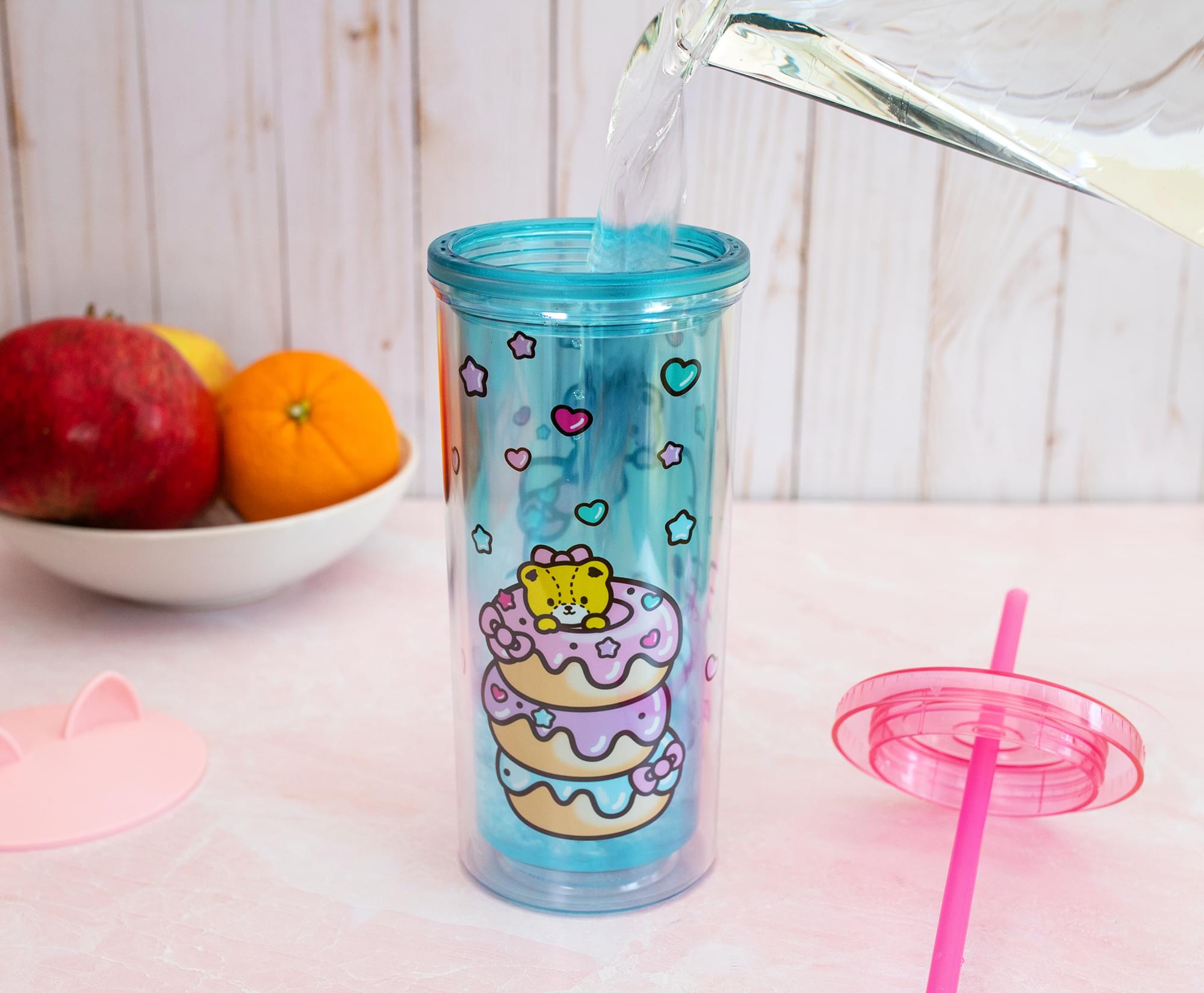 Adorable Hello Kitty Stacked Donuts Carnival Cup with Lid & Straw - 20 Oz