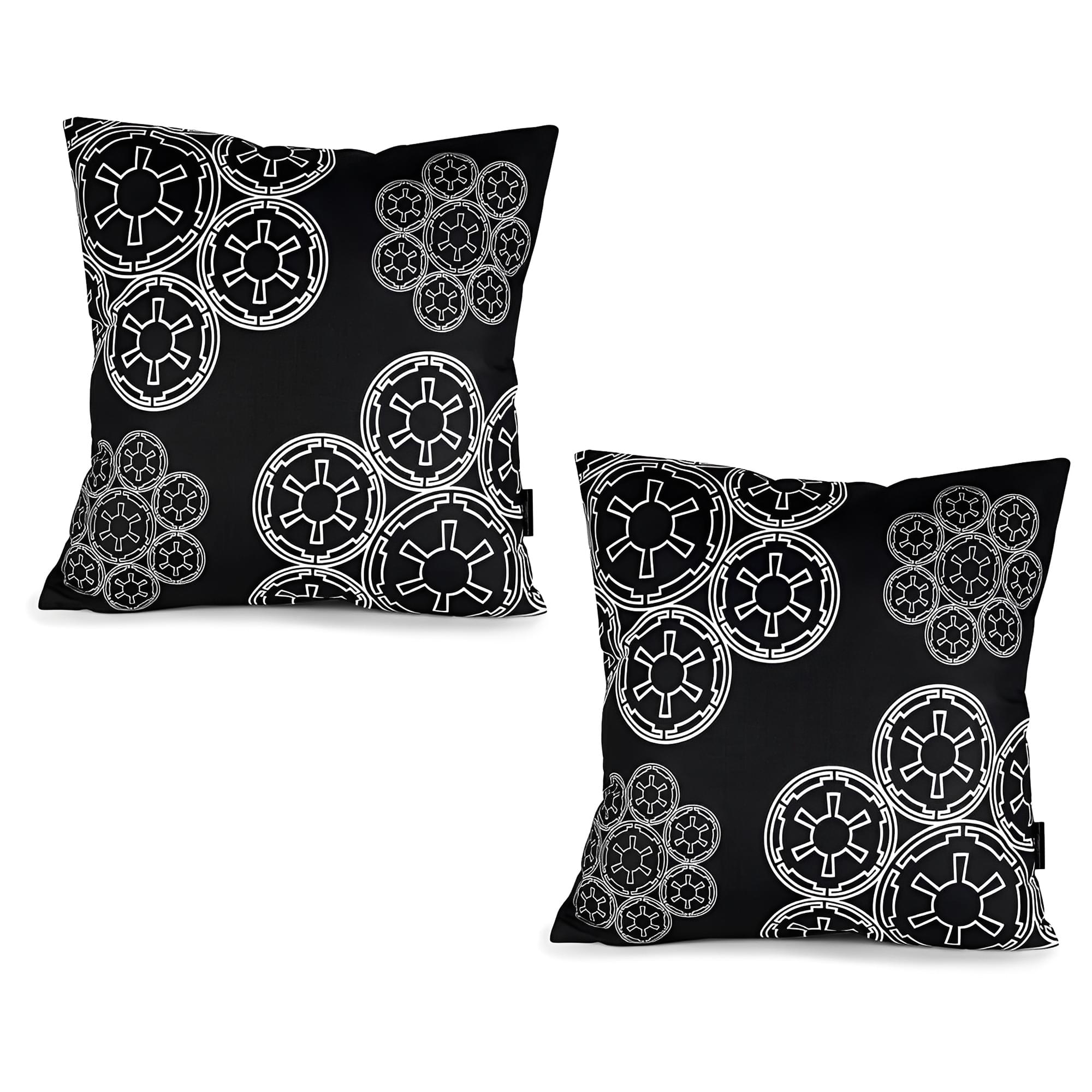 Epic Star Wars Black Throw Pillows with White Imperial Logo - 20x20 Inches (Set of 2)
