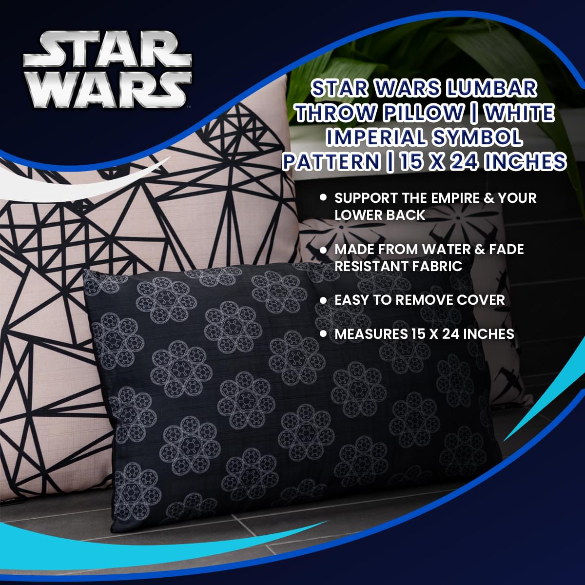 Star Wars Imperial Symbol White Lumbar Throw Pillow - 15x24 Inches