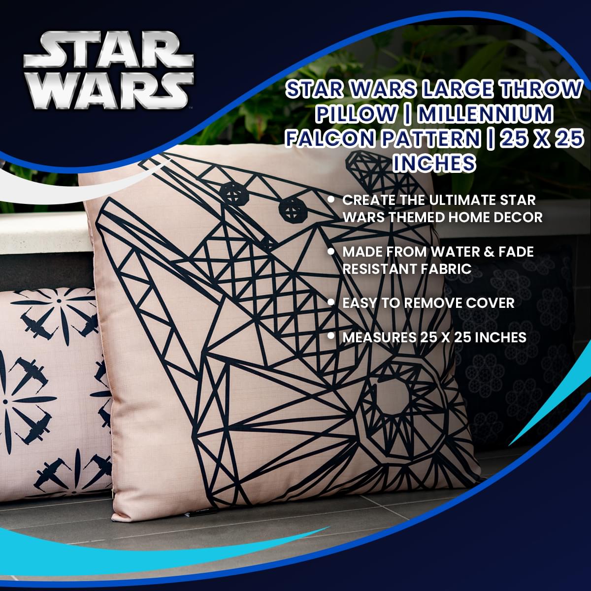 Star Wars Millennium Falcon 25x25-Inch Large Throw Pillow