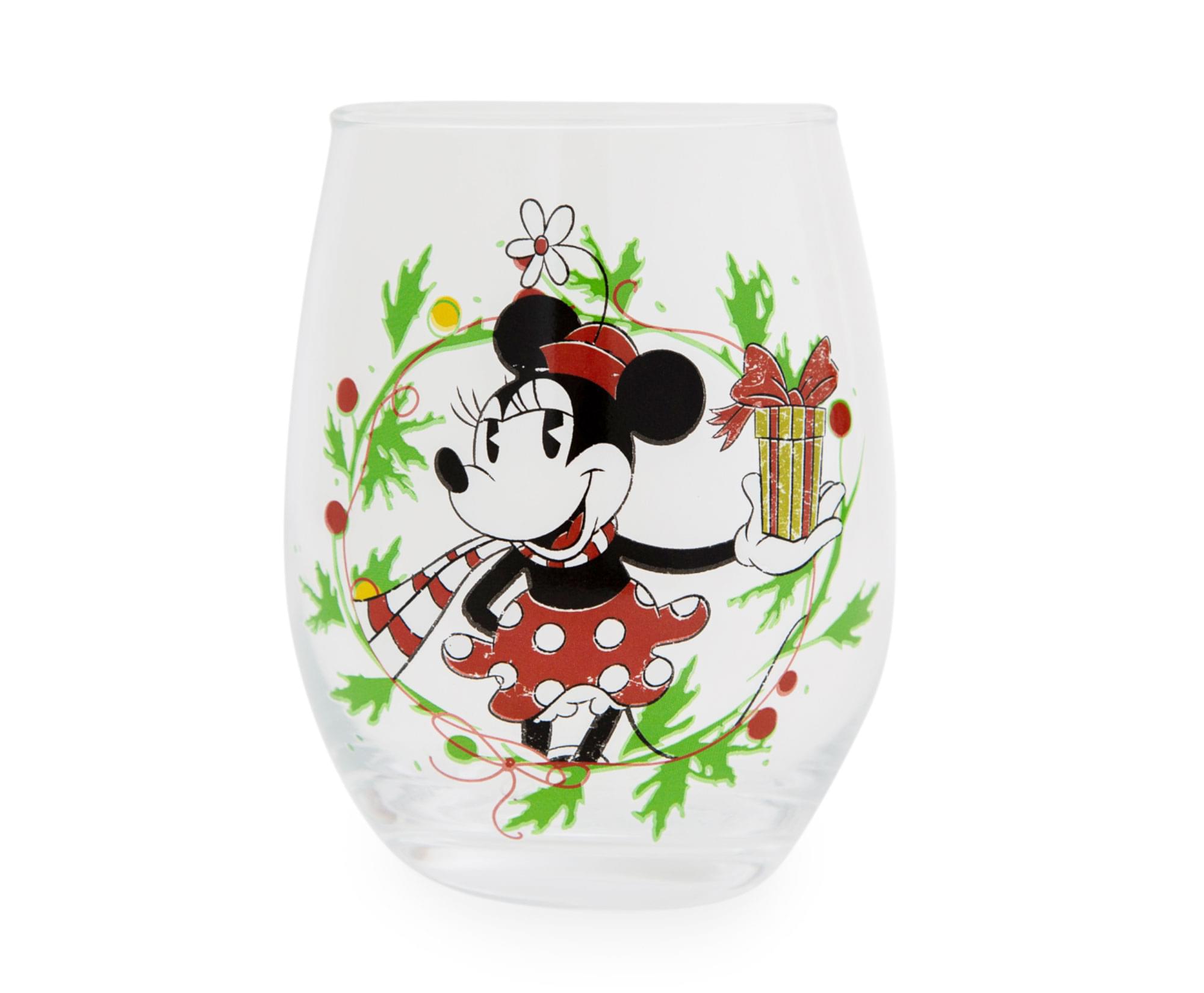 Disney Minnie Mouse Christmas Cheer Stemless Wine Glass - 20 Ounce Festive Fun