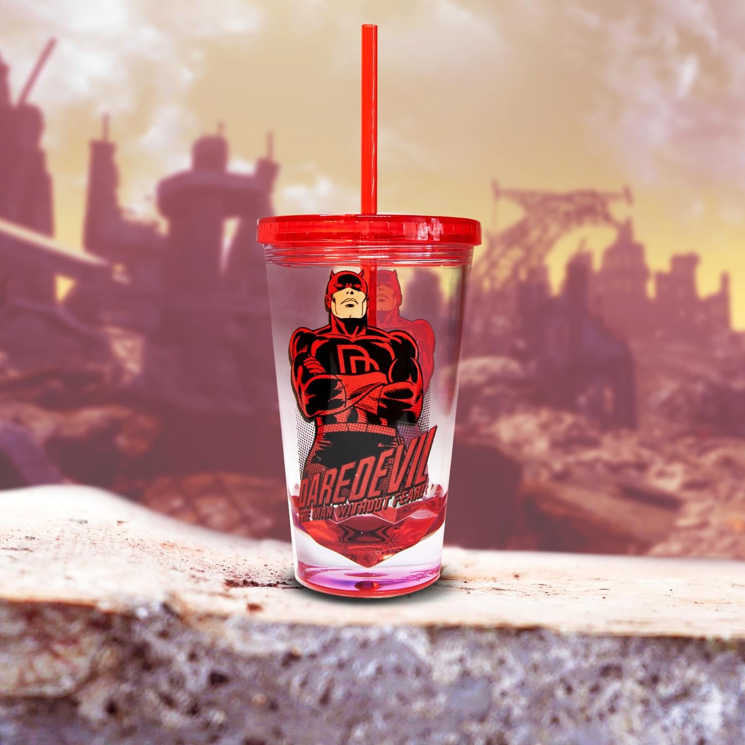 Daredevil 18 OZ Reusable Tumbler with Straw - Hero Pose Edition