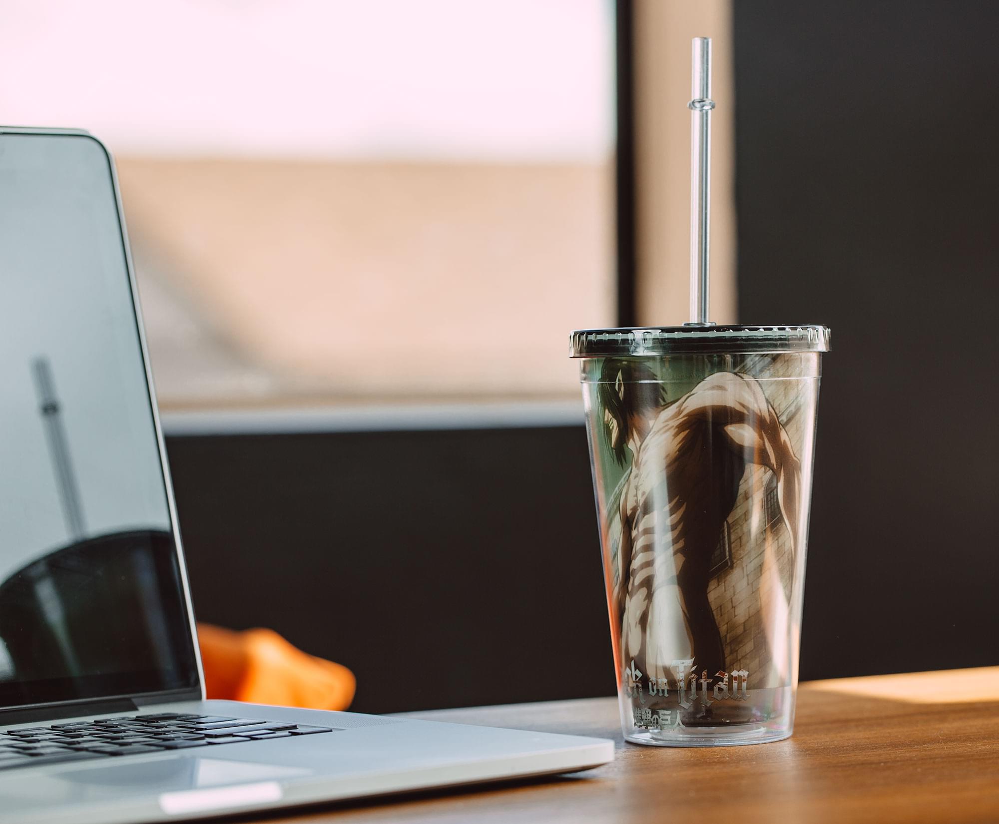 Epic Attack On Titan Eren Yeager Titan Carnival Cup with Straw - 16 Oz!