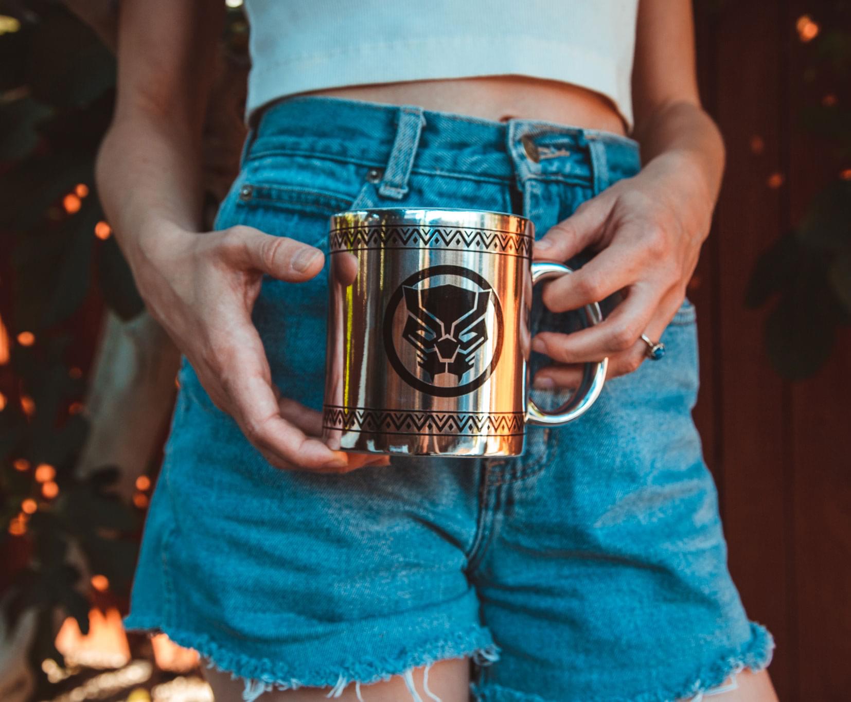 Marvel Black Panther Tribal Borders 20-Ounce Electroplated Ceramic Mug - A Tribute to the King of Wakanda