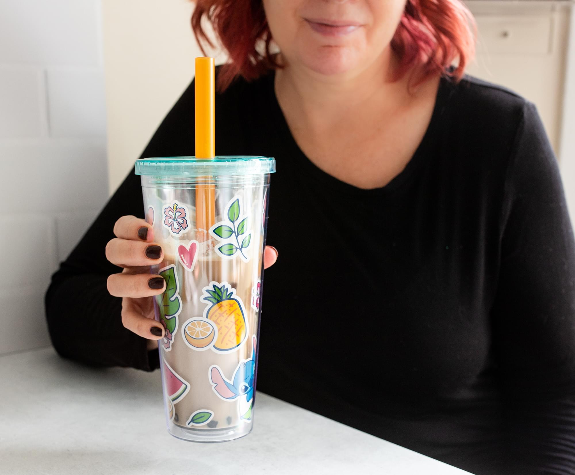 Disney Lilo & Stitch 24-Ounce Boba Tea Carnival Cup with Lid and Straw