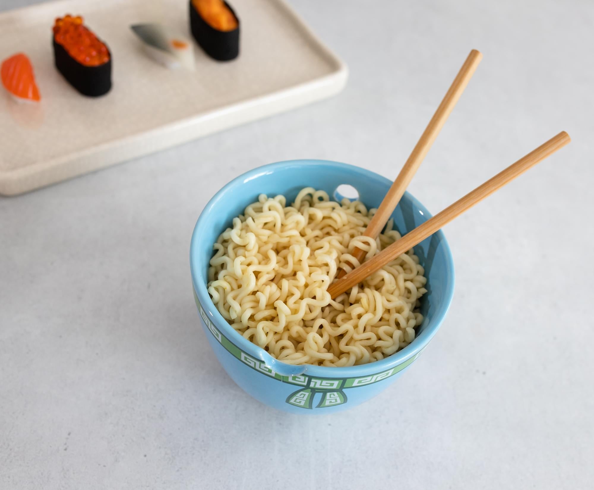 Bowl Bop Japanese Blue Dragons 16 - Ounce Ramen Dinnerware Set with Chopsticks