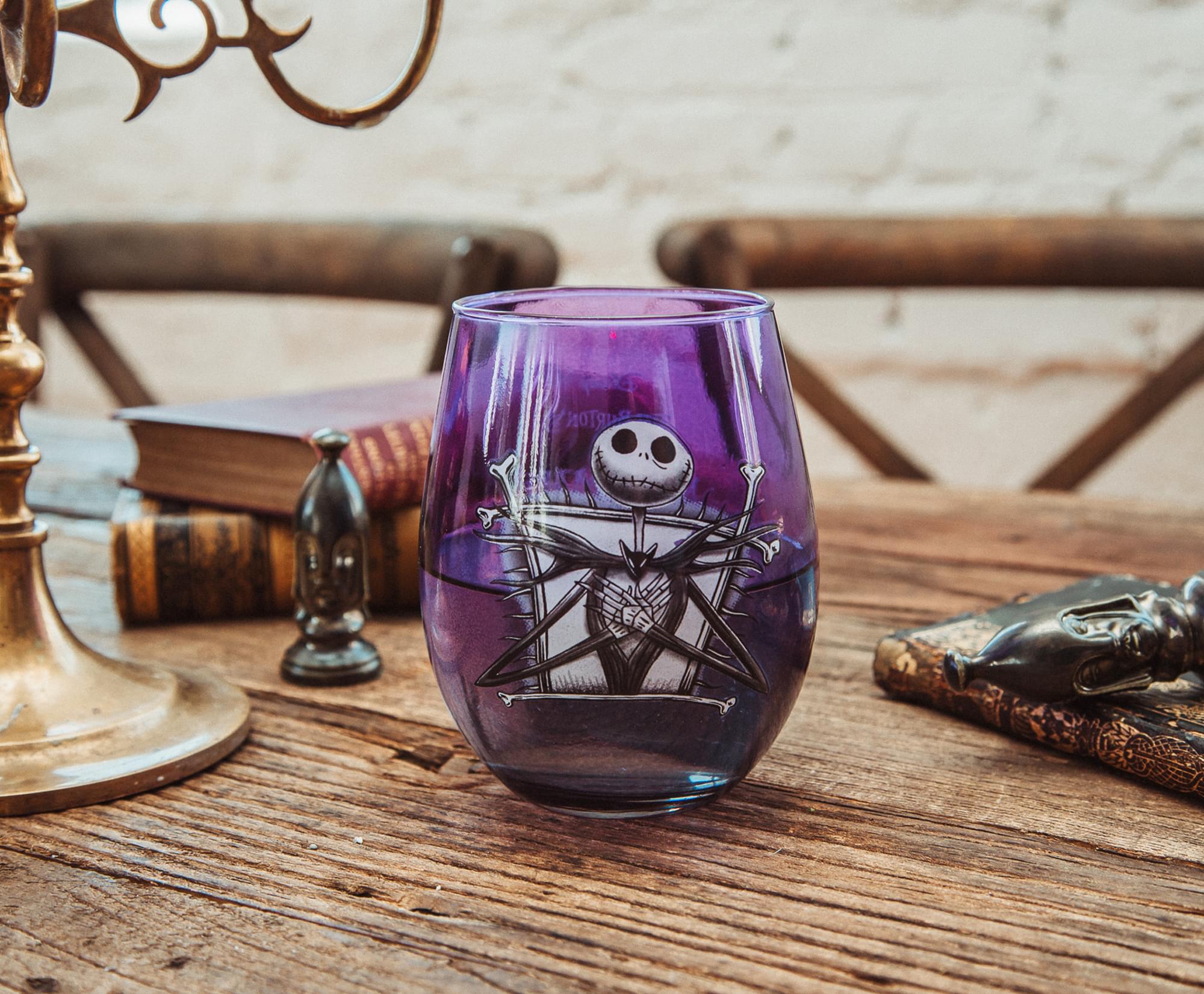 Enchanting Disney Nightmare Before Christmas Jack Skellington Purple Wine Glass