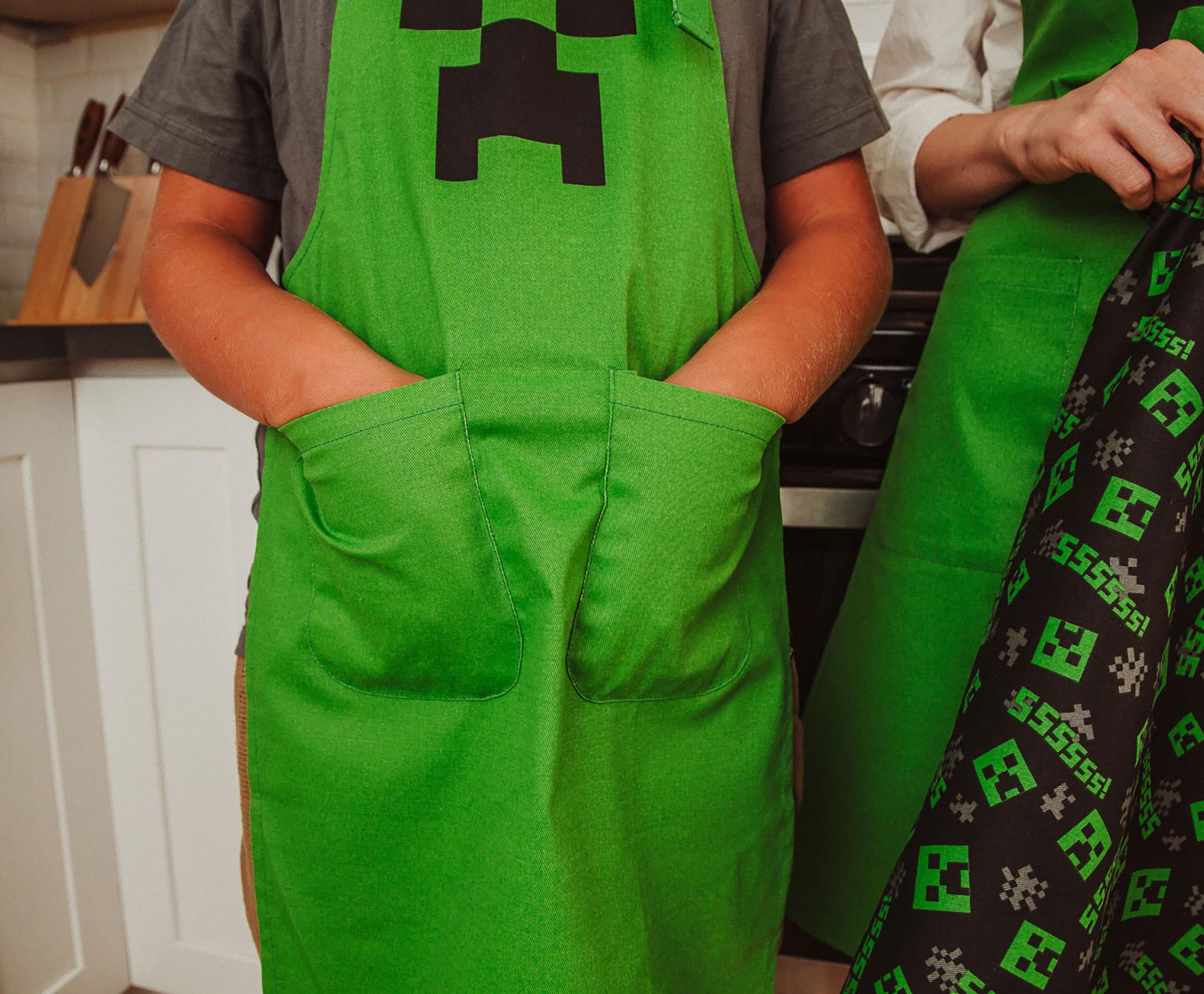 Minecraft Green Creeper Apron for Young Chefs