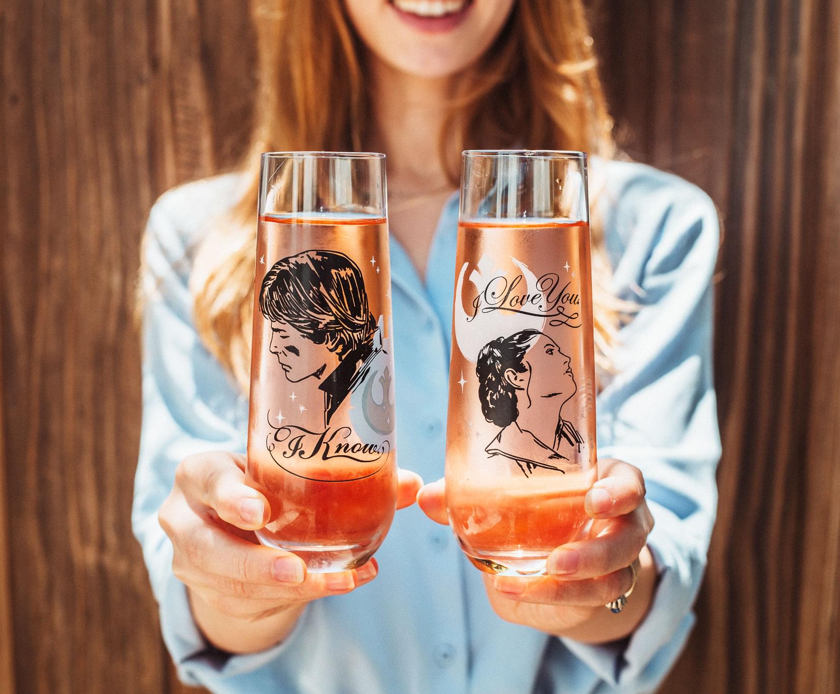 Star Wars Han and Leia 'I Love You, I Know' Stemless Fluted Glasses - Set of 2