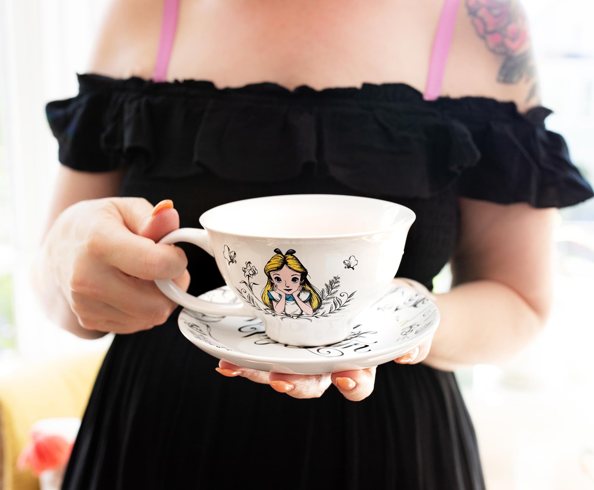 Enchanting Disney Alice In Wonderland Ceramic Teacup & Saucer Set