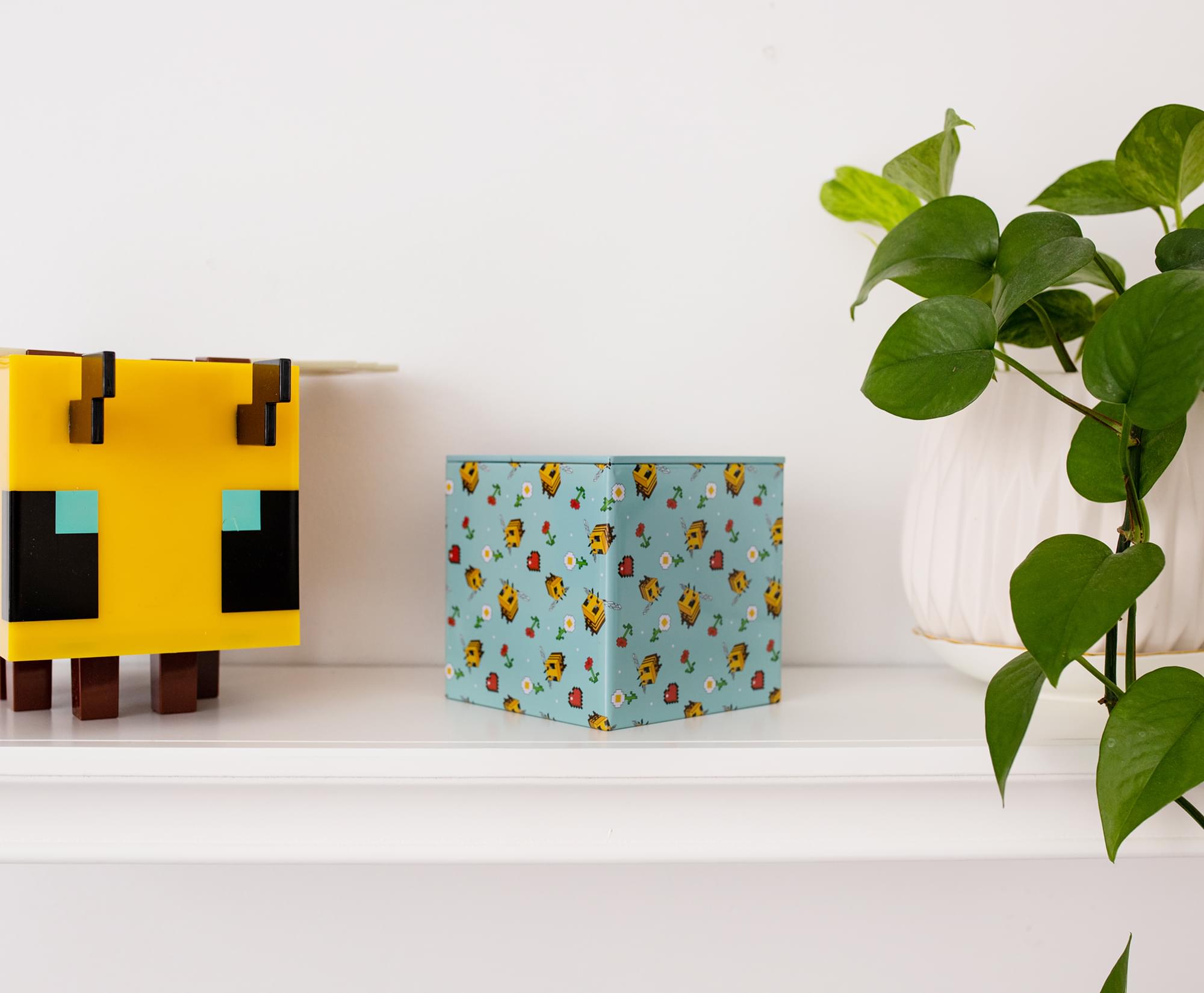 Bee - Patterned Minecraft 4 - Inch Tin Storage Cube with Lid - A Must - Have for Gamers