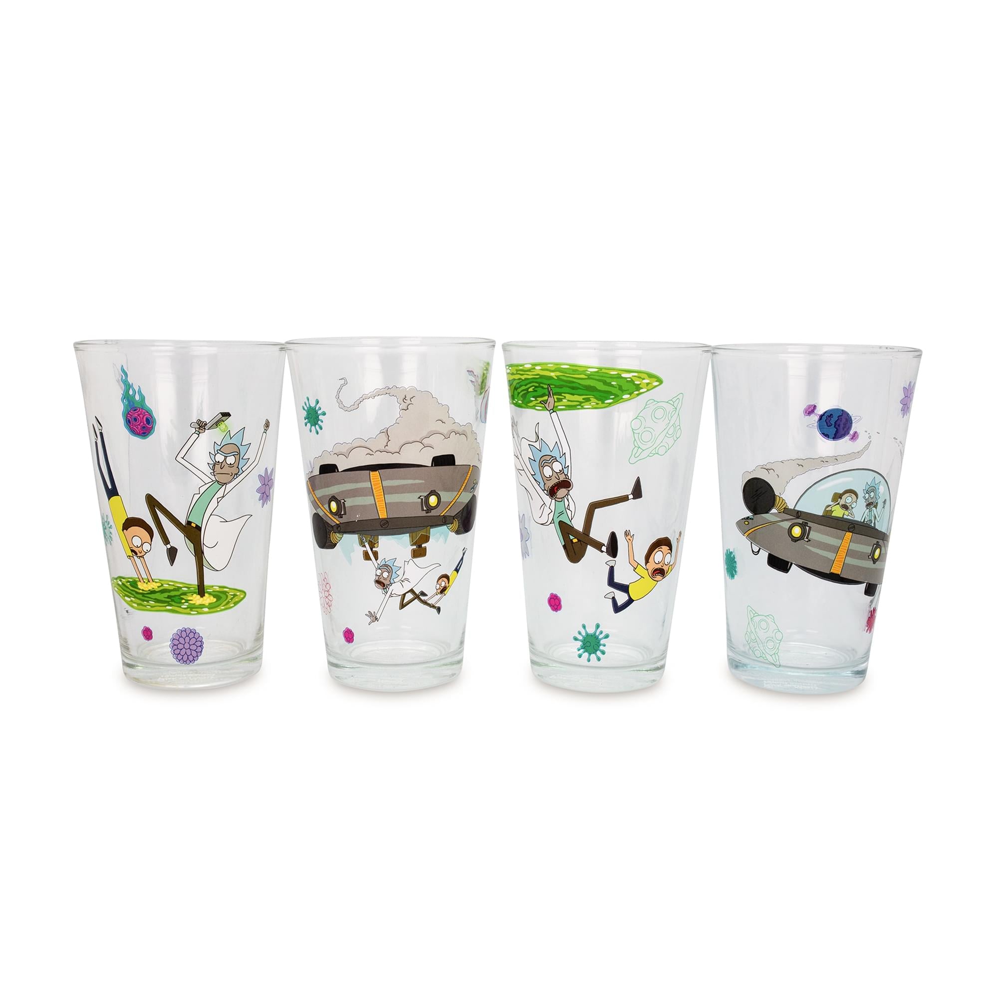Rick and Morty 4-Piece 16-Ounce Pint Glass Set