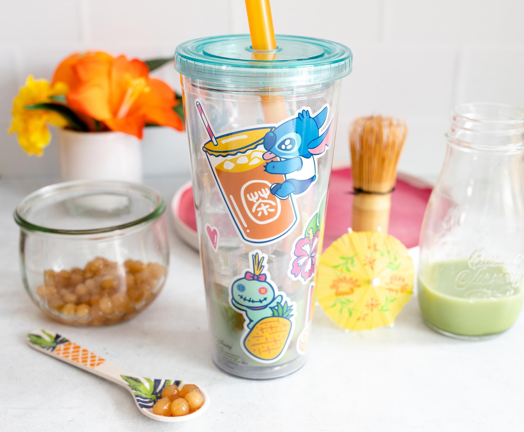 Disney Lilo & Stitch 24-Ounce Boba Tea Carnival Cup with Lid and Straw