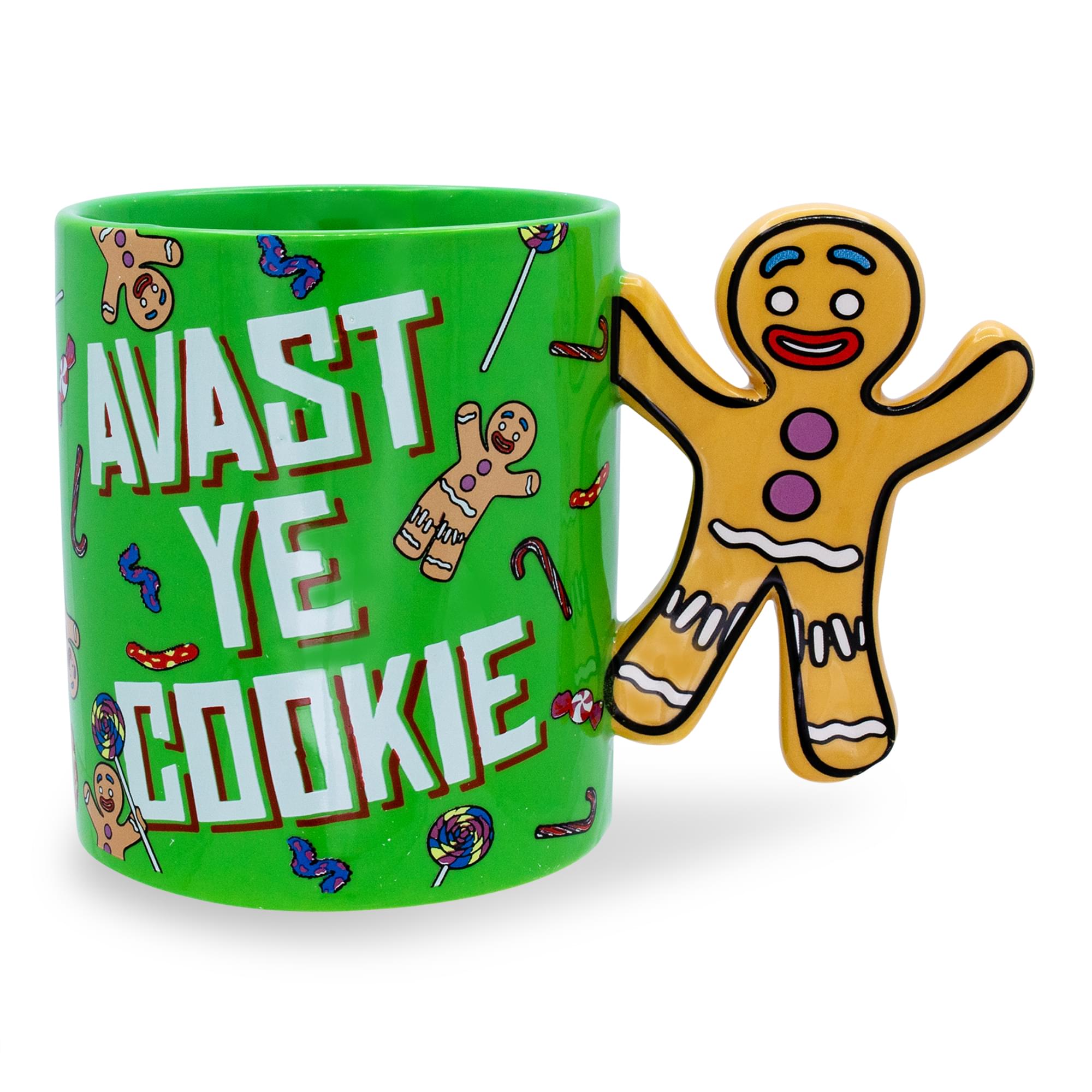 Shrek Gingerbread Man Ceramic Mug - Avast Ye Cookie with Sculpted Handle