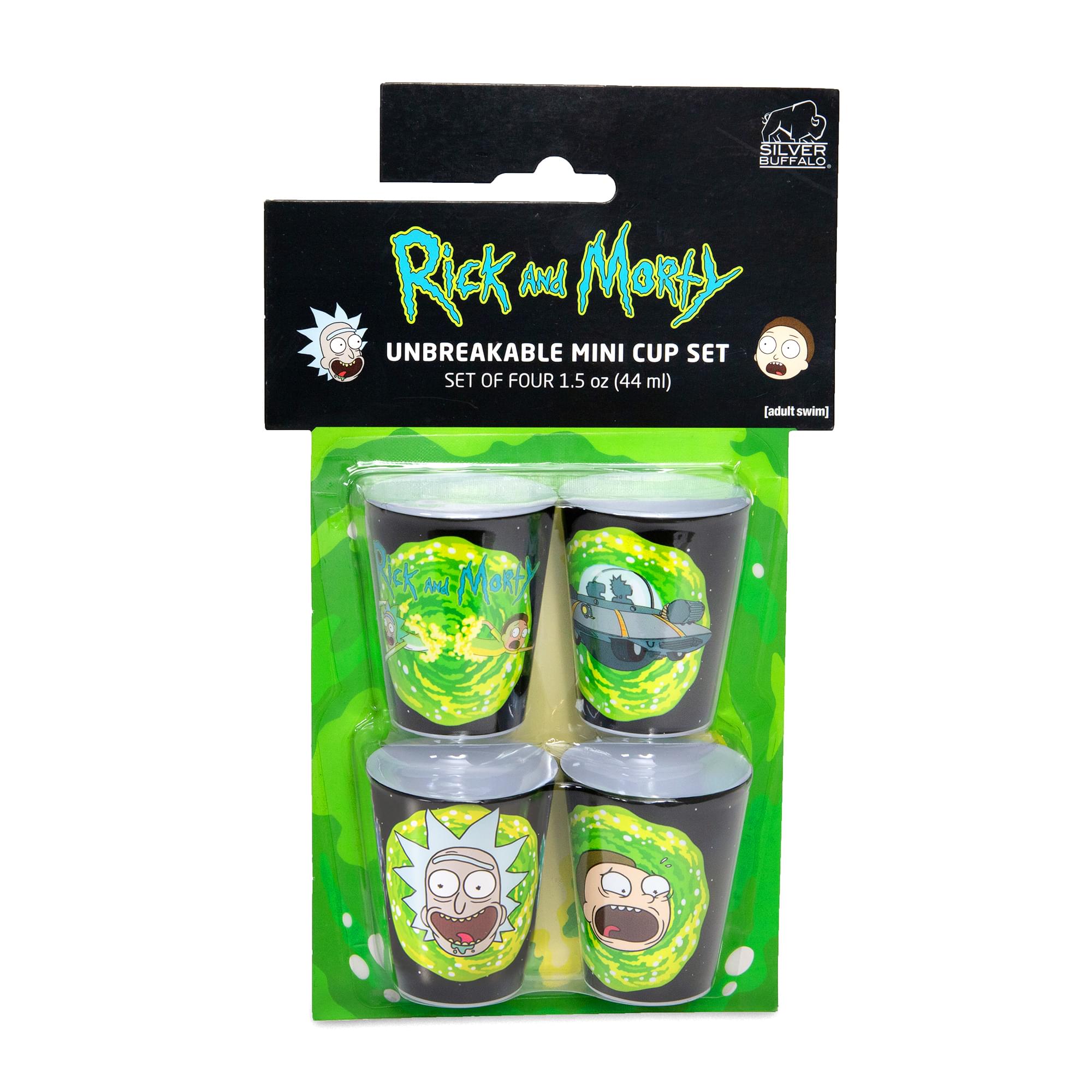Rick and Morty 1.5-Ounce Plastic Mini Shot Glass Set of 4 - Your Out-of-This-World Drinking Companion