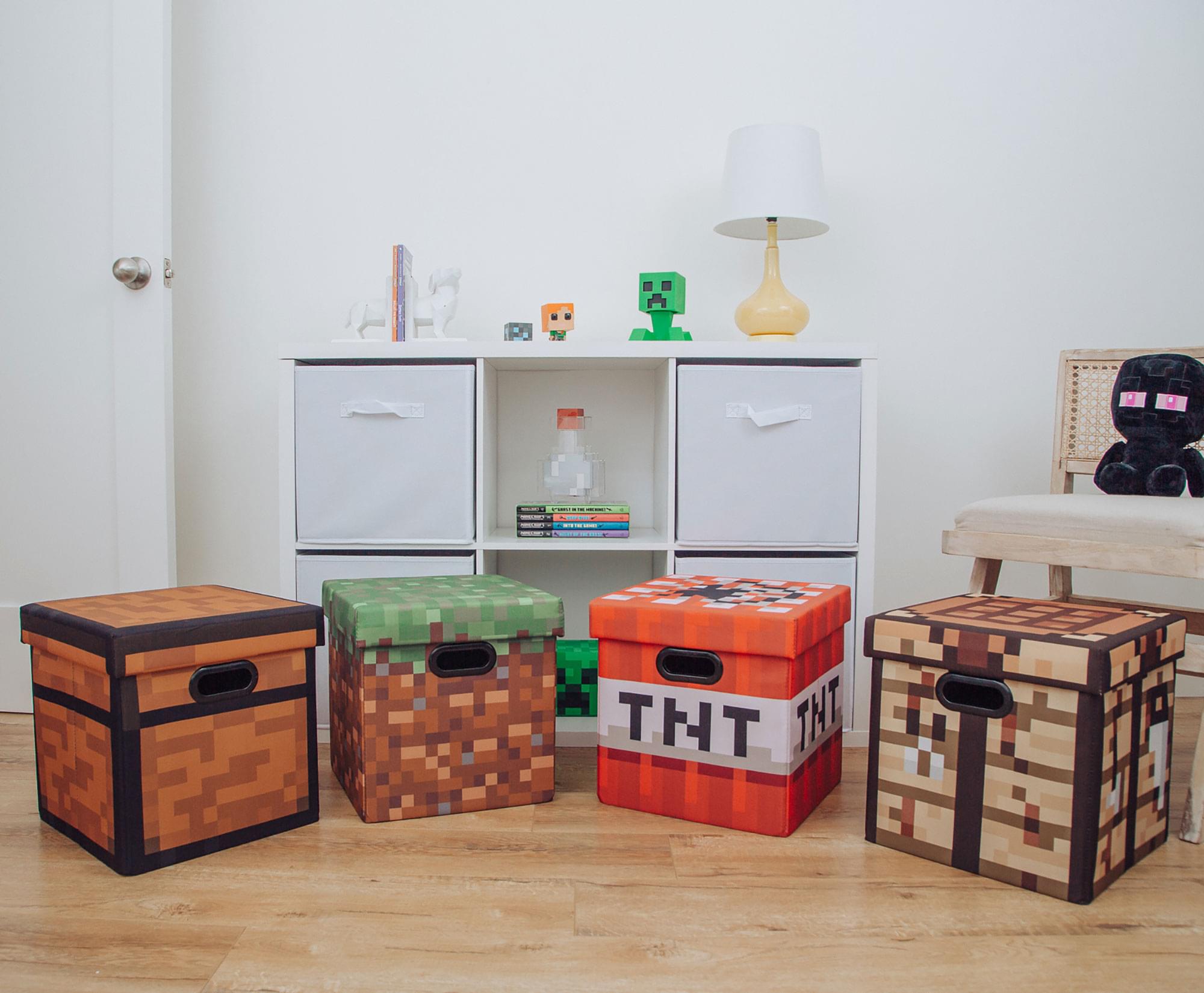 13-Inch Minecraft Crafting Table Fabric Storage Bin Cube with Lid - Organize Your World in Style