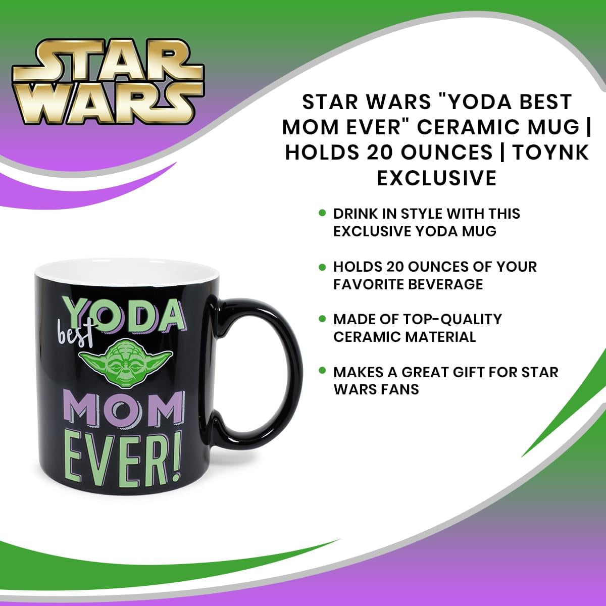 Toynk Exclusive Star Wars Yoda 'Best Mom Ever' 20-Ounce Ceramic Mug
