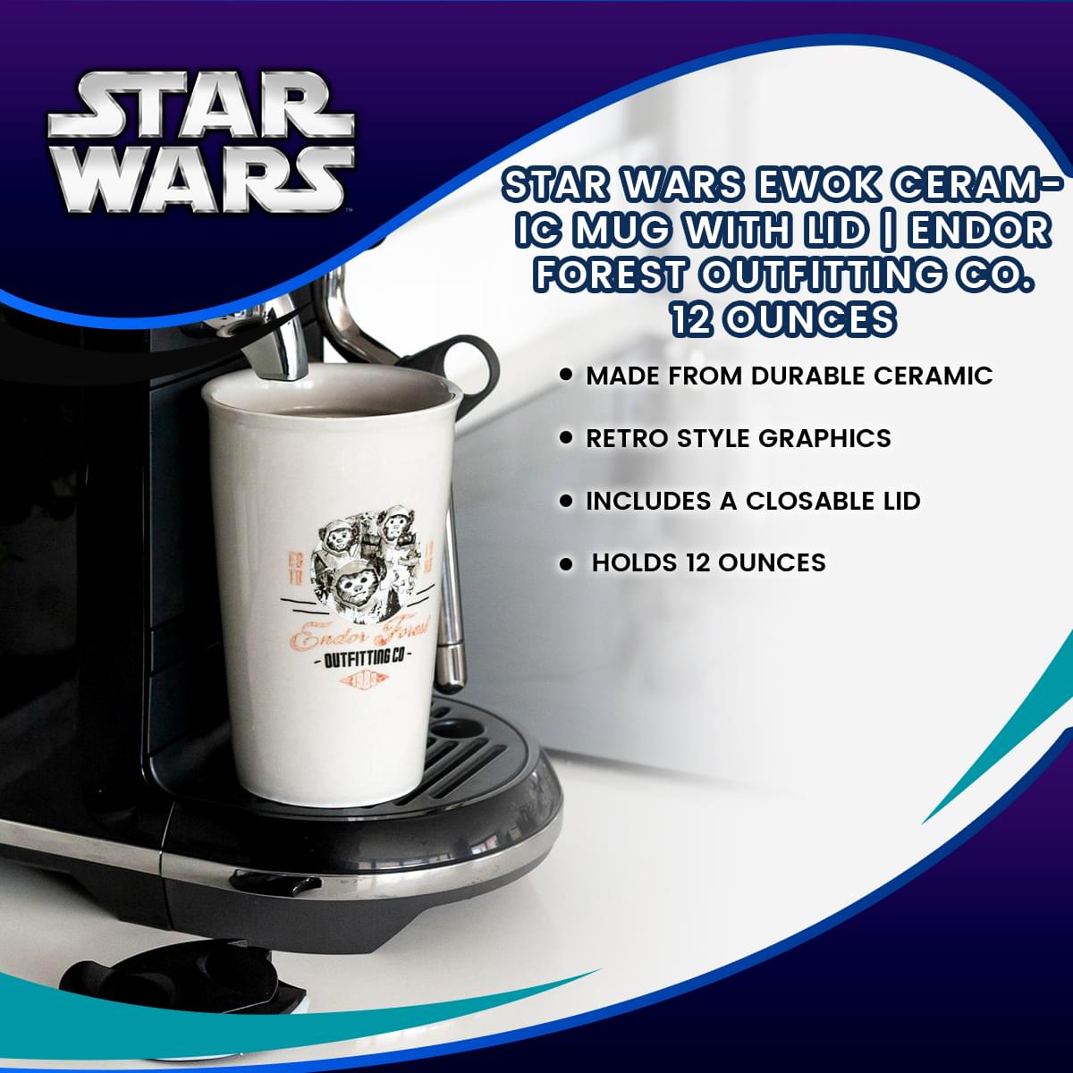 Star Wars Ewok Ceramic Mug with Lid - 12 Ounces of Galactic Goodness