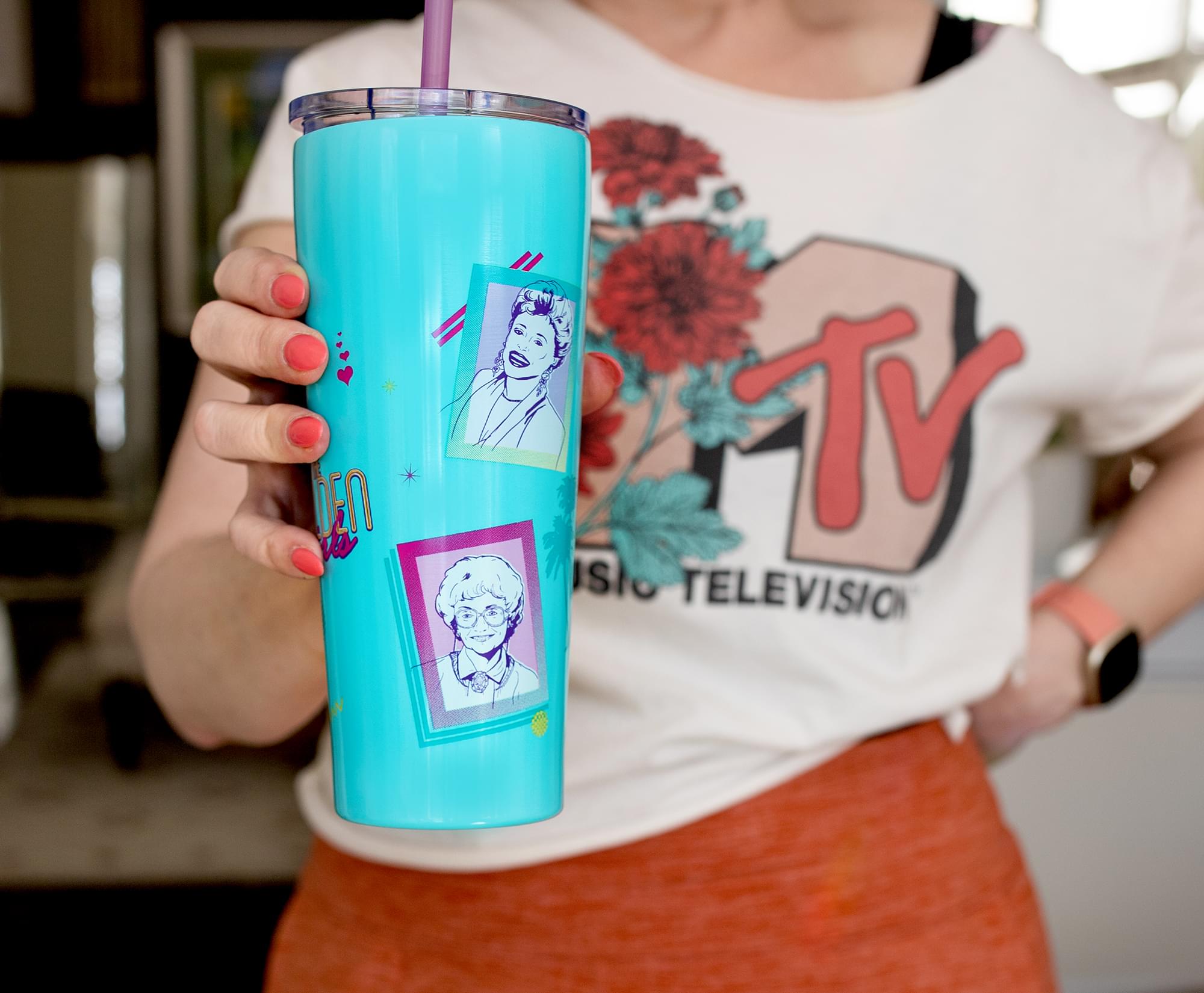 The Golden Girls 22-Ounce Double-Walled Stainless Steel Tumbler with Straw - Sip in Style with Your Favorite Gal Pals